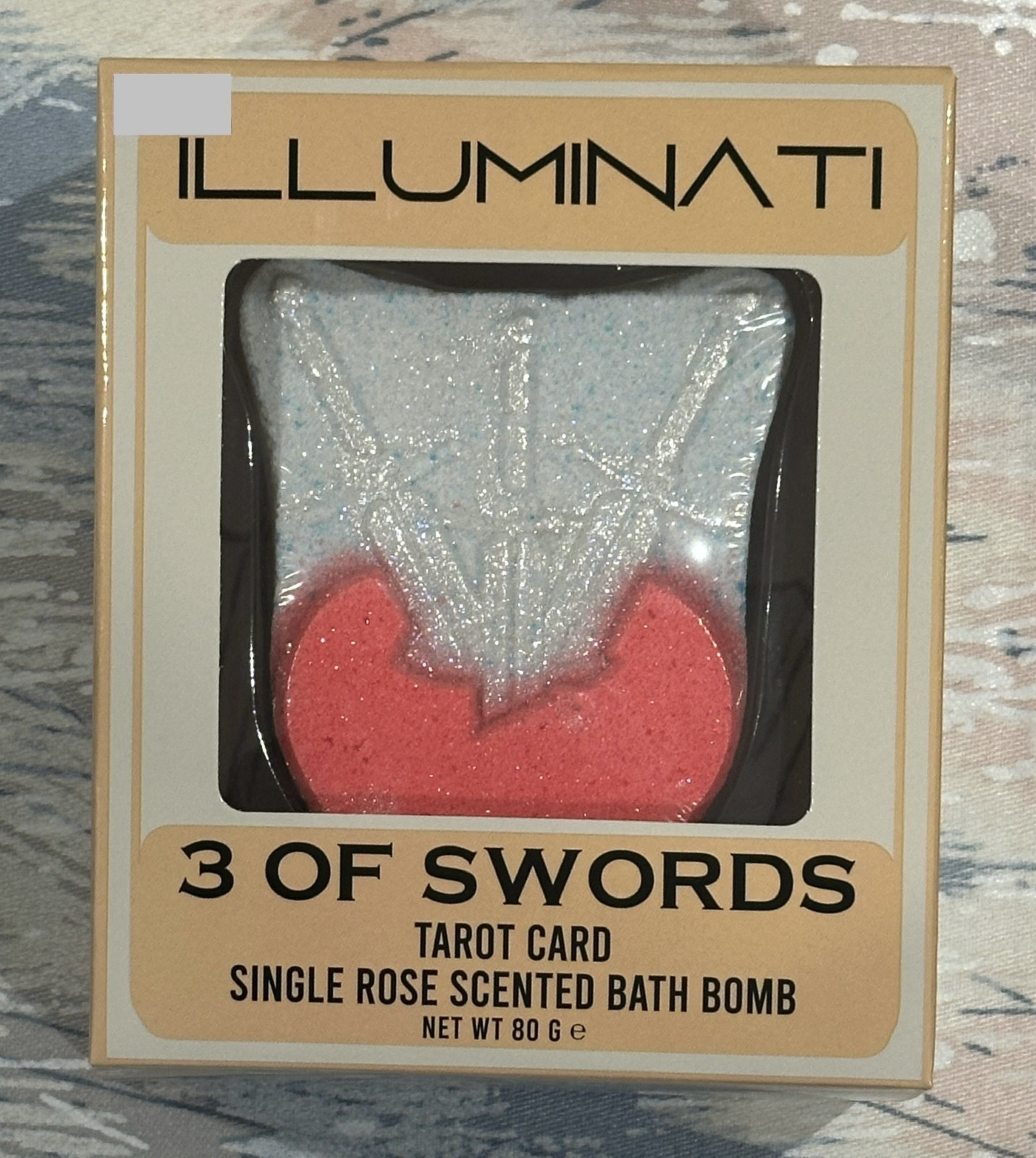 3 of Swords Tarot Card Scented Rose Scented Bath Bomb by Illuminati Cosmetics