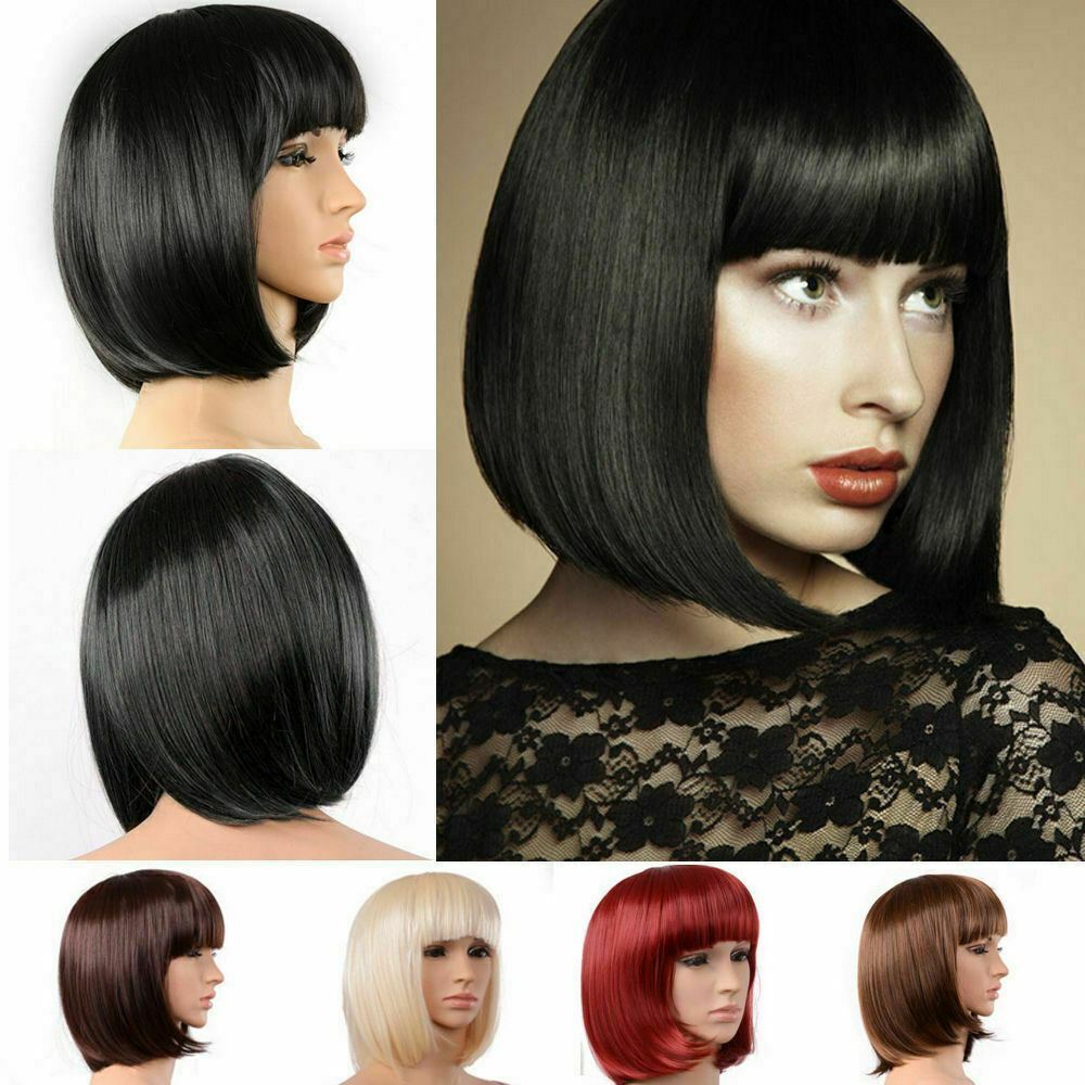 Lady Girl Bob Wig Women’s Short Straight Bangs Full Hair Wigs Cosplay Party