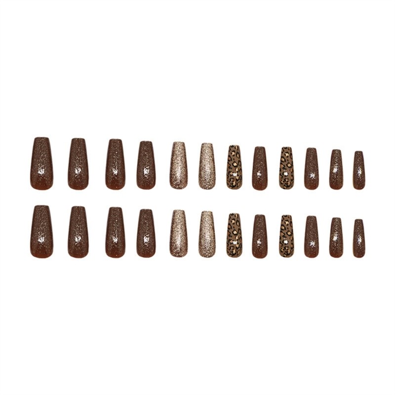 24pcs Fashionable Leopard Press on Nail For Trendy Fall And Winter Looks