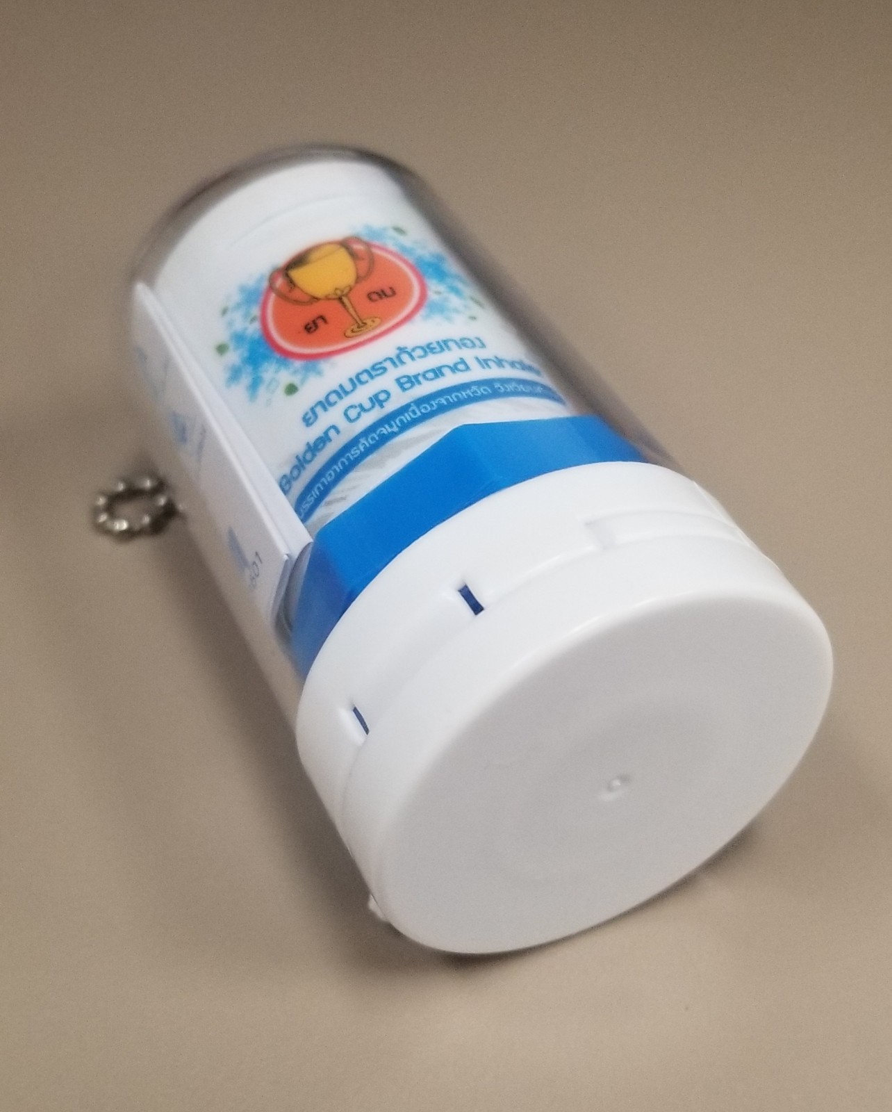 LIMITED EDITION Thailand~Golden Cup Inhaler Keychain Ori. Scent Cold/Flu Relief