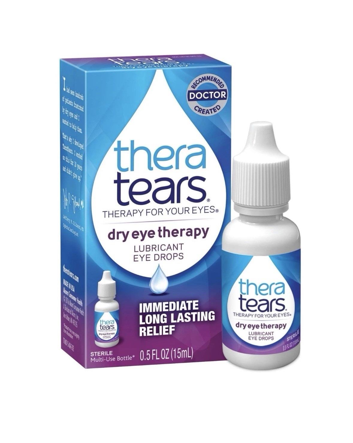 TheraTears Eye Drops for Dry Eyes, Dry Eye Therapy Lubricant Eyedrops, Provides