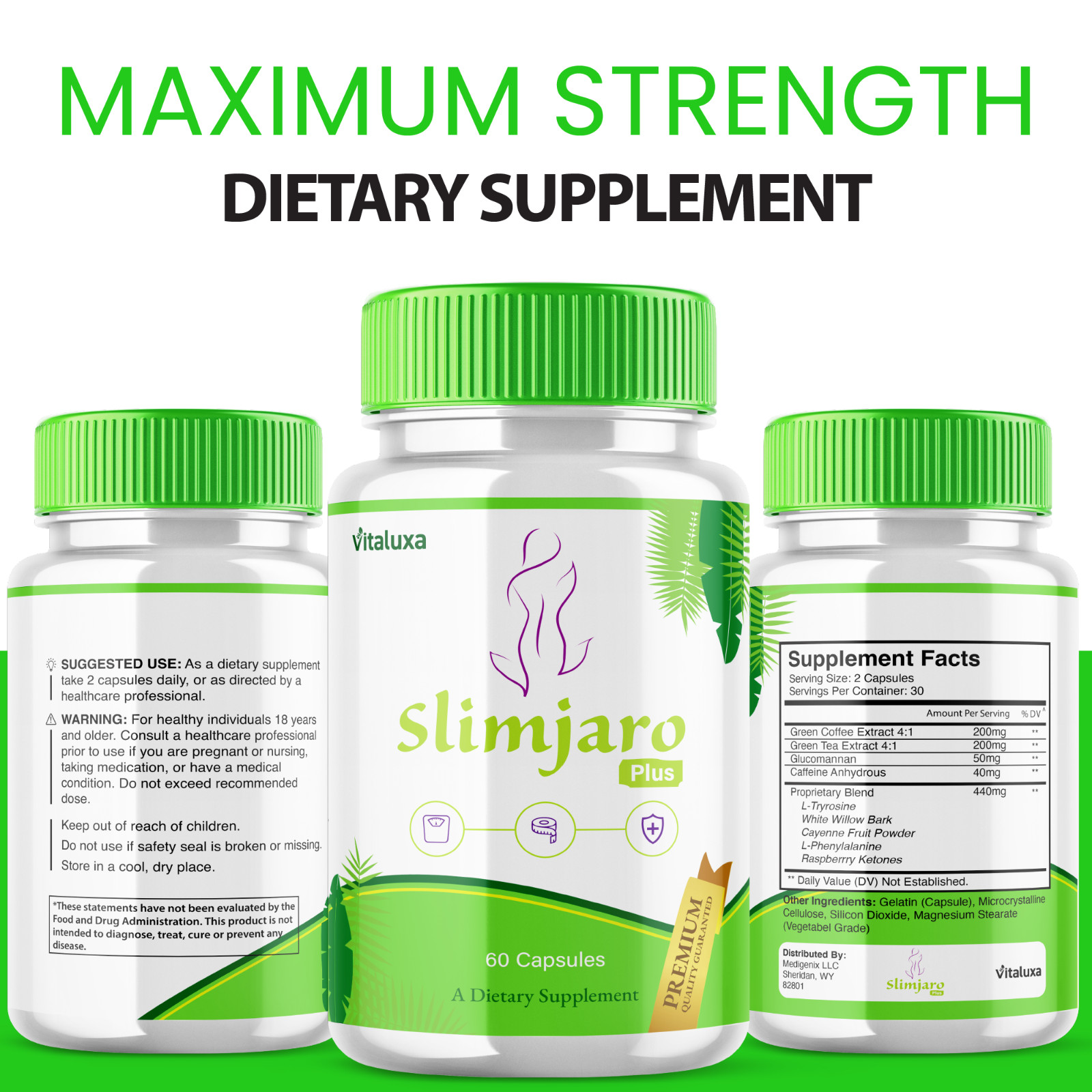 (5 Pack) Slimjaro Capsules, SlimJaro Support Advanced Weight Loss (300 Capsules)