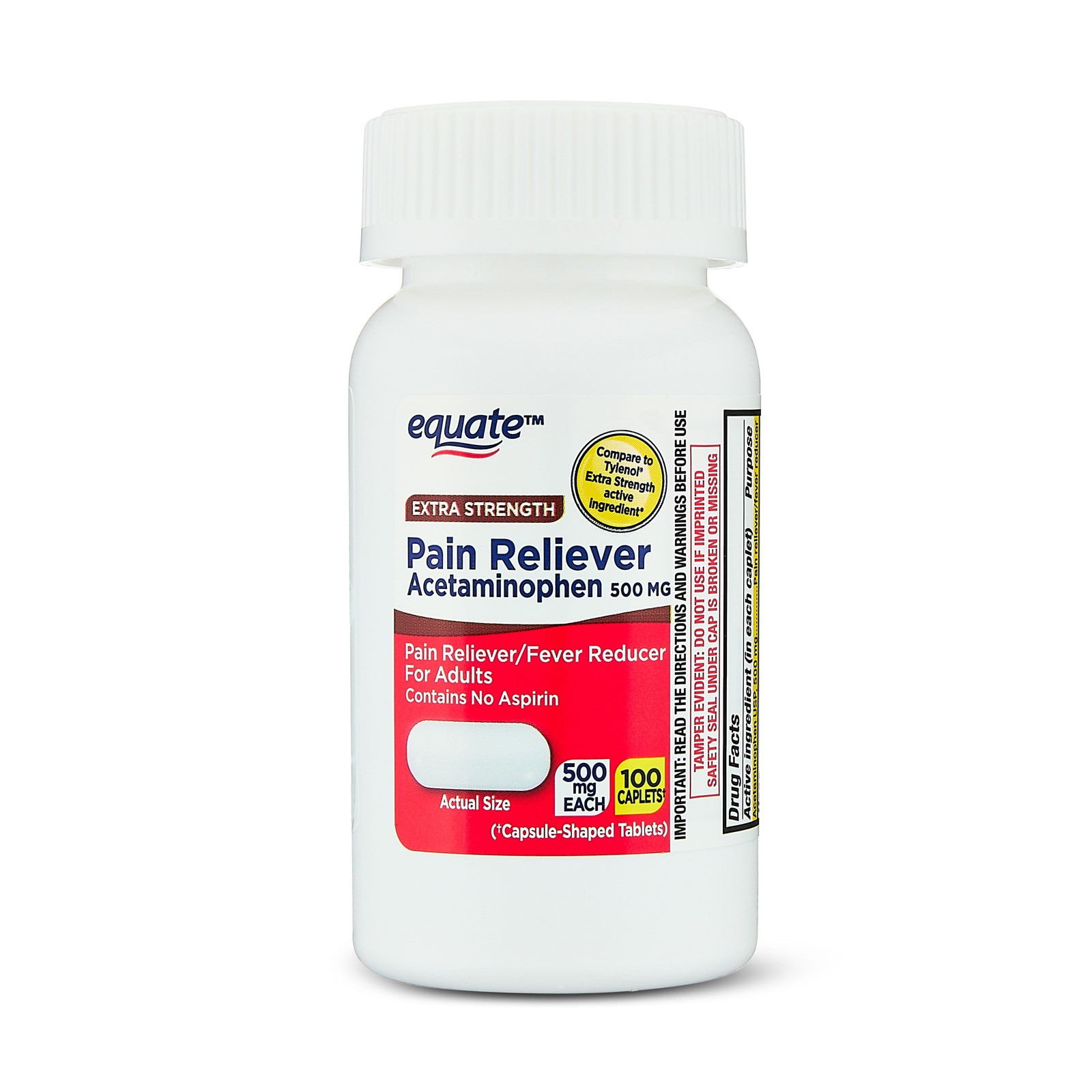 (3 Pack) Equate Extra Strength Pain Reliever Acetaminophen Caplets, 500Mg, Pain