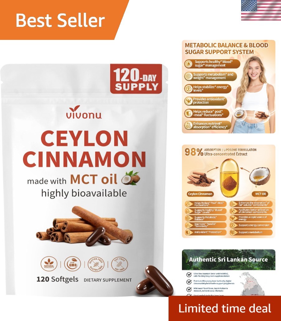 High-Potency Liposome Ceylon Cinnamon & MCT Oil Softgels, 120 Large Granules