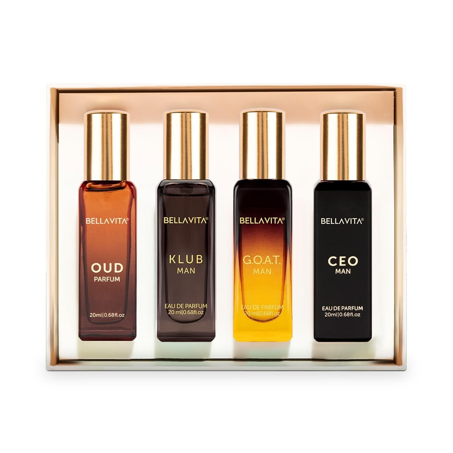 Bella Vita Luxury Perfume Gift Set for Men (4x20ml) KLUB, OUD, CEO, G.O.A.T..