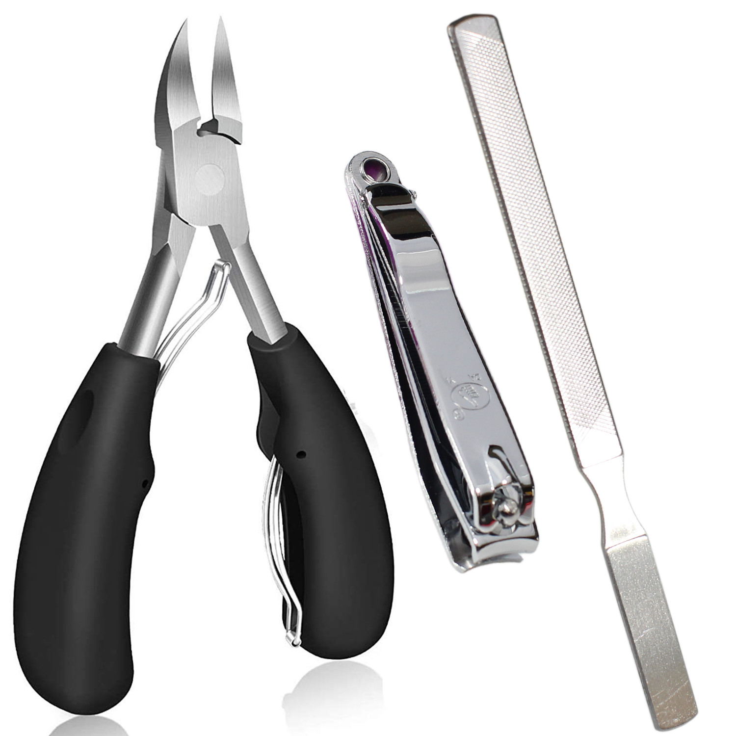 3 Toenail Clippers for Thick Ingrown Toe Nails Heavy Duty Precision Nail Scissor