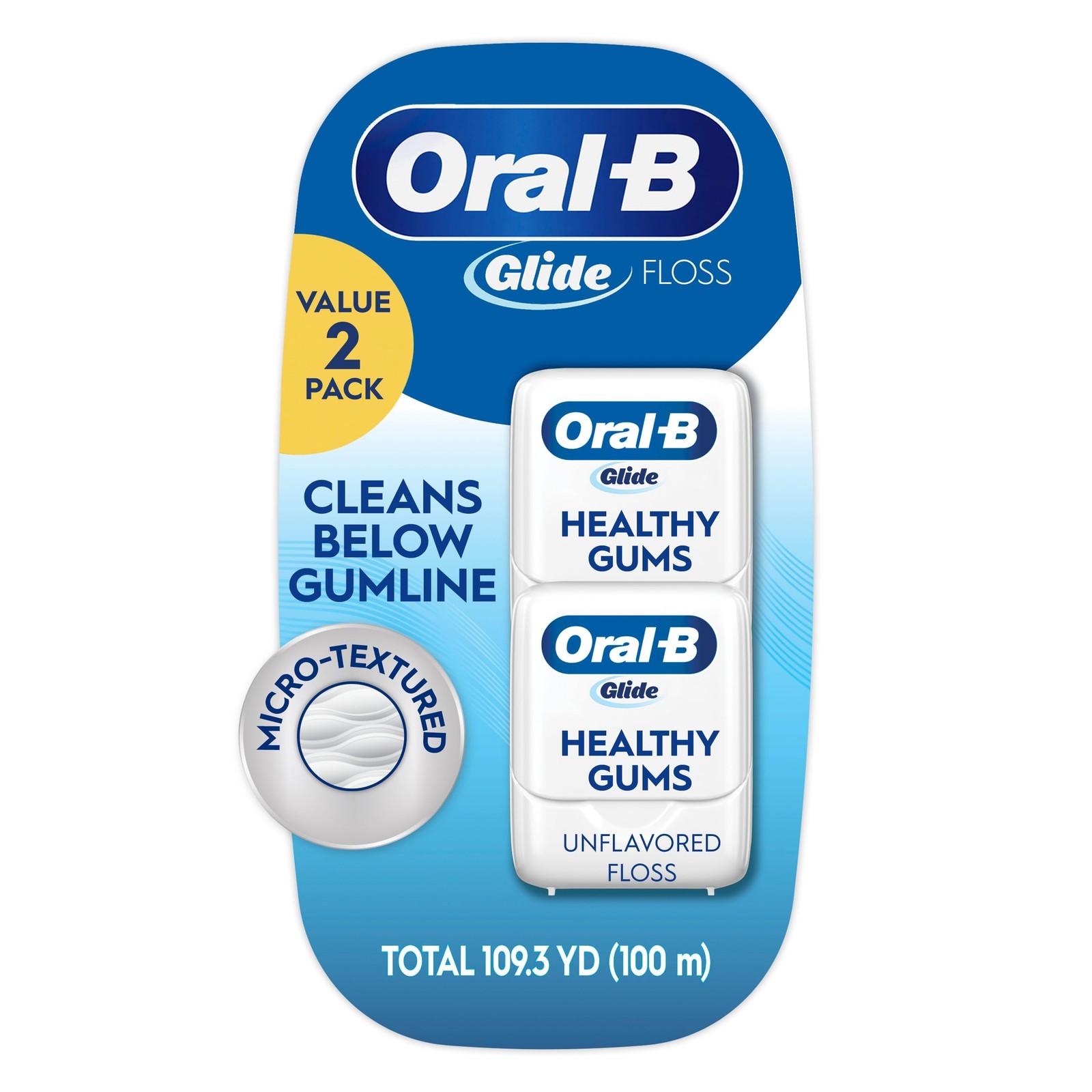 Oral-B Glide Healthy Gums Unflavored Dental 164.04 Foot (Pack of 2), White