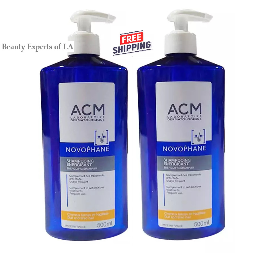 2 x ACM Novophane Energizing Shampoo Anti Hair Loss Treatment 500ml Exp 12/2026