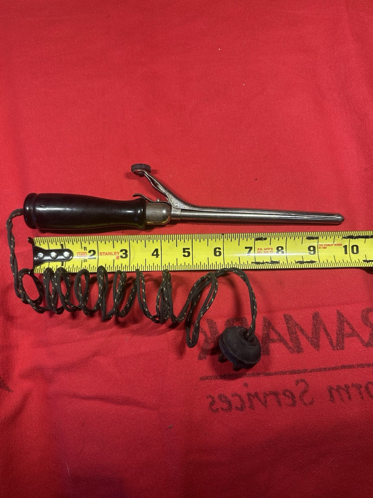 ANTIQUE MCM 3/8 In. CURLING IRON WOOD HANDLE TESTED / WORKS VINTAGE HAIR CARE