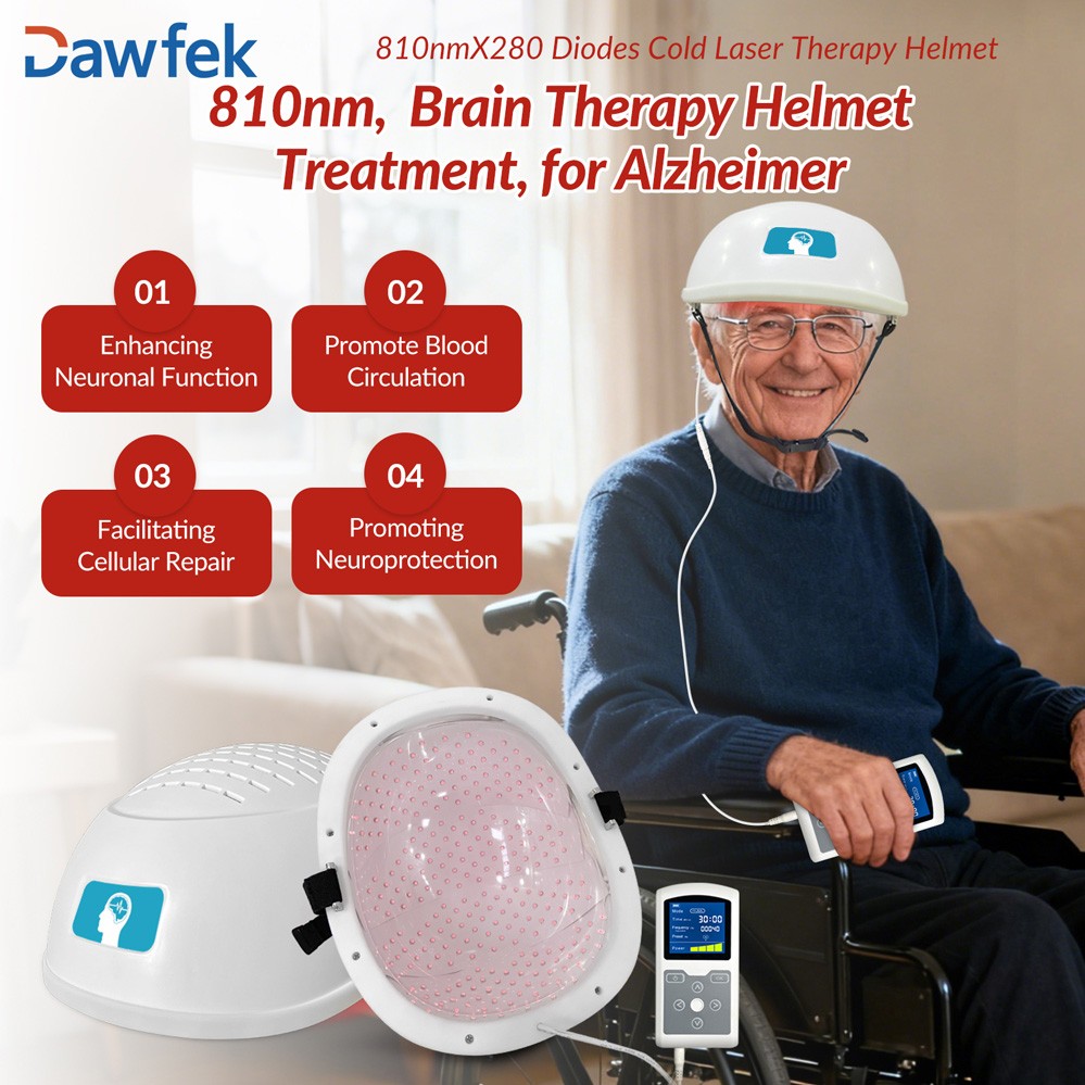 Dawfek 810nm Brain Light Therapy Helmet Near Infrared LED Device for Parkinson