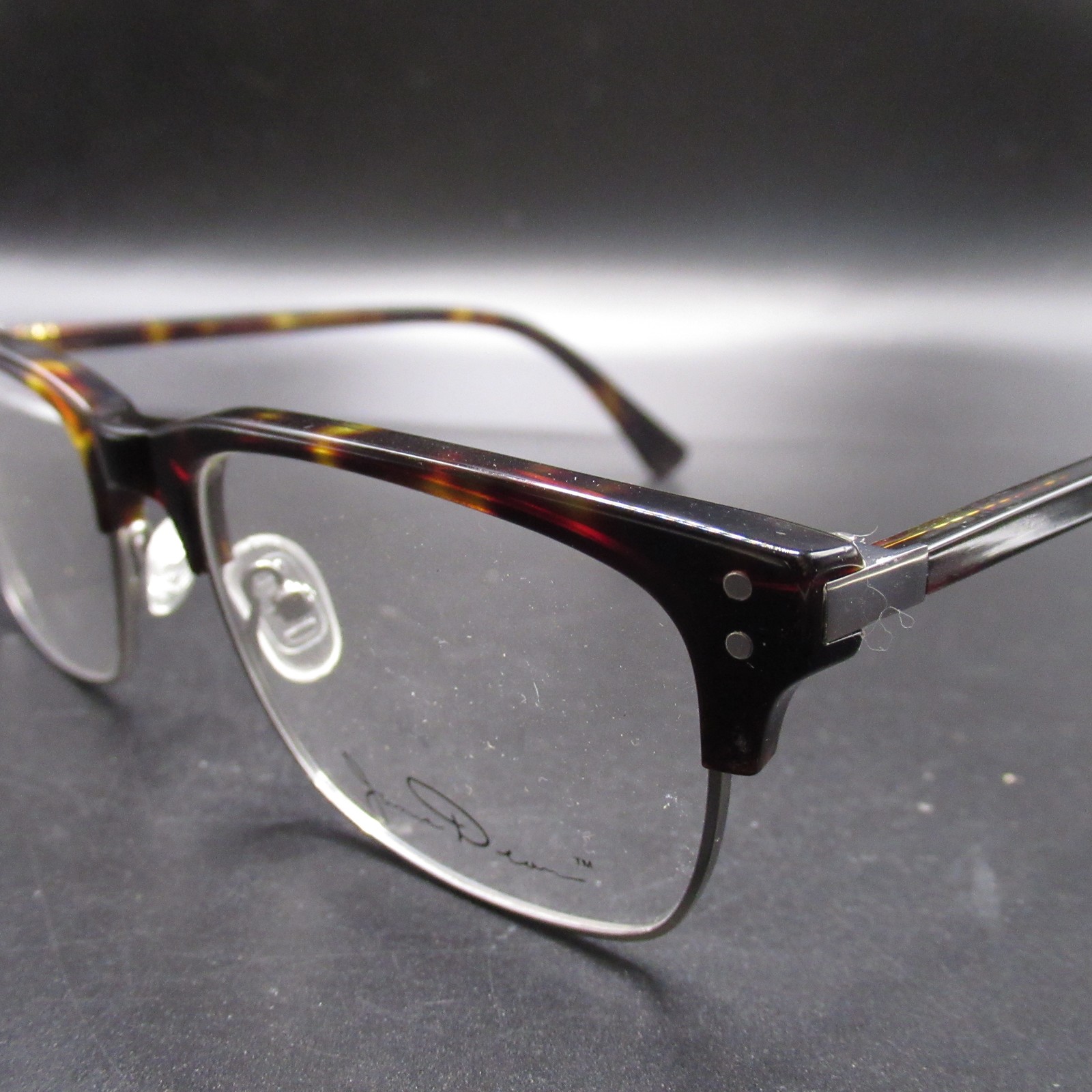 June Dean Unisex Adult Eyeglass Frames Tortoiseshell Half Rim 54-19-145