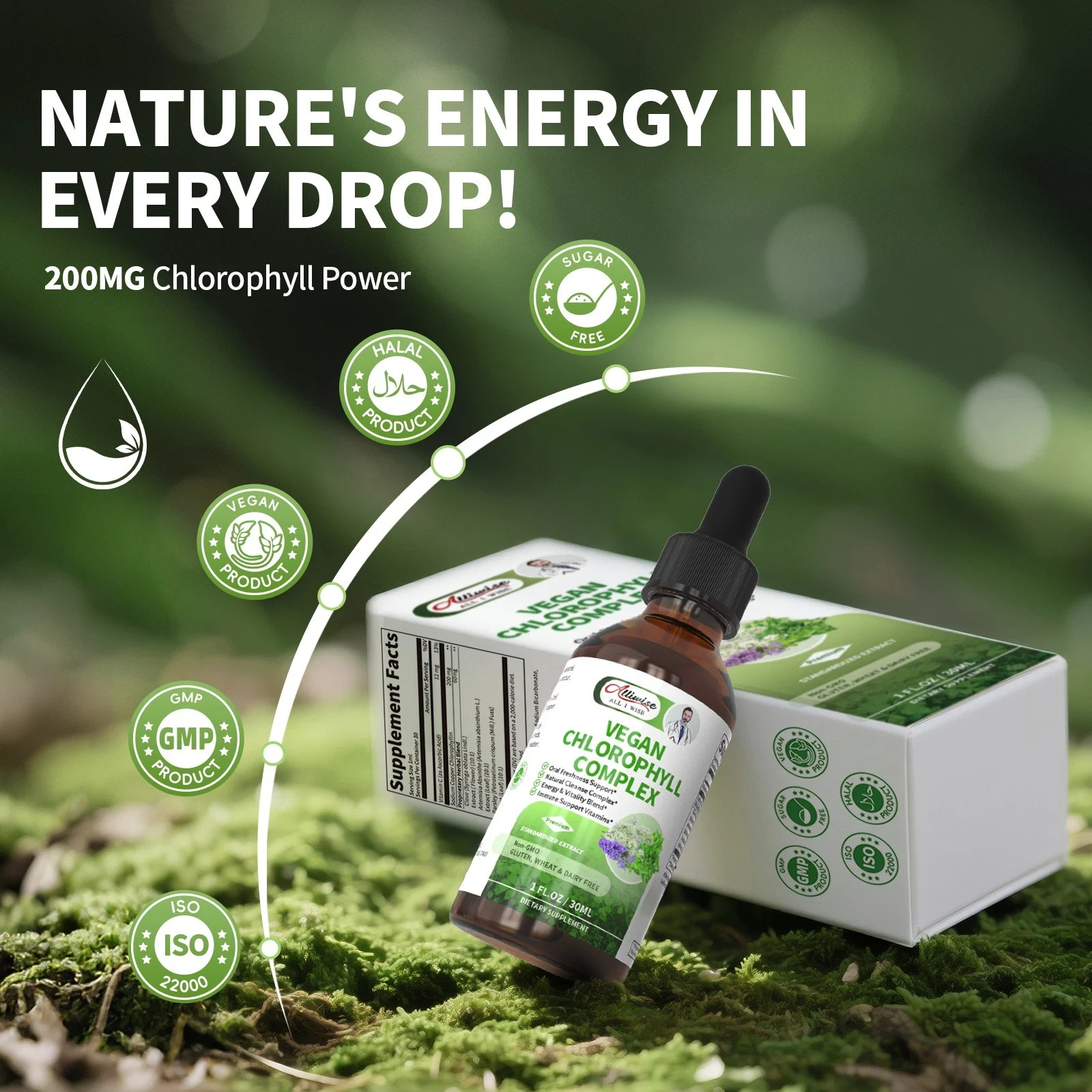 Lukaree 30MLChlorophyll Liquid Drops Supports Natural Cleansing & Immune, Intern