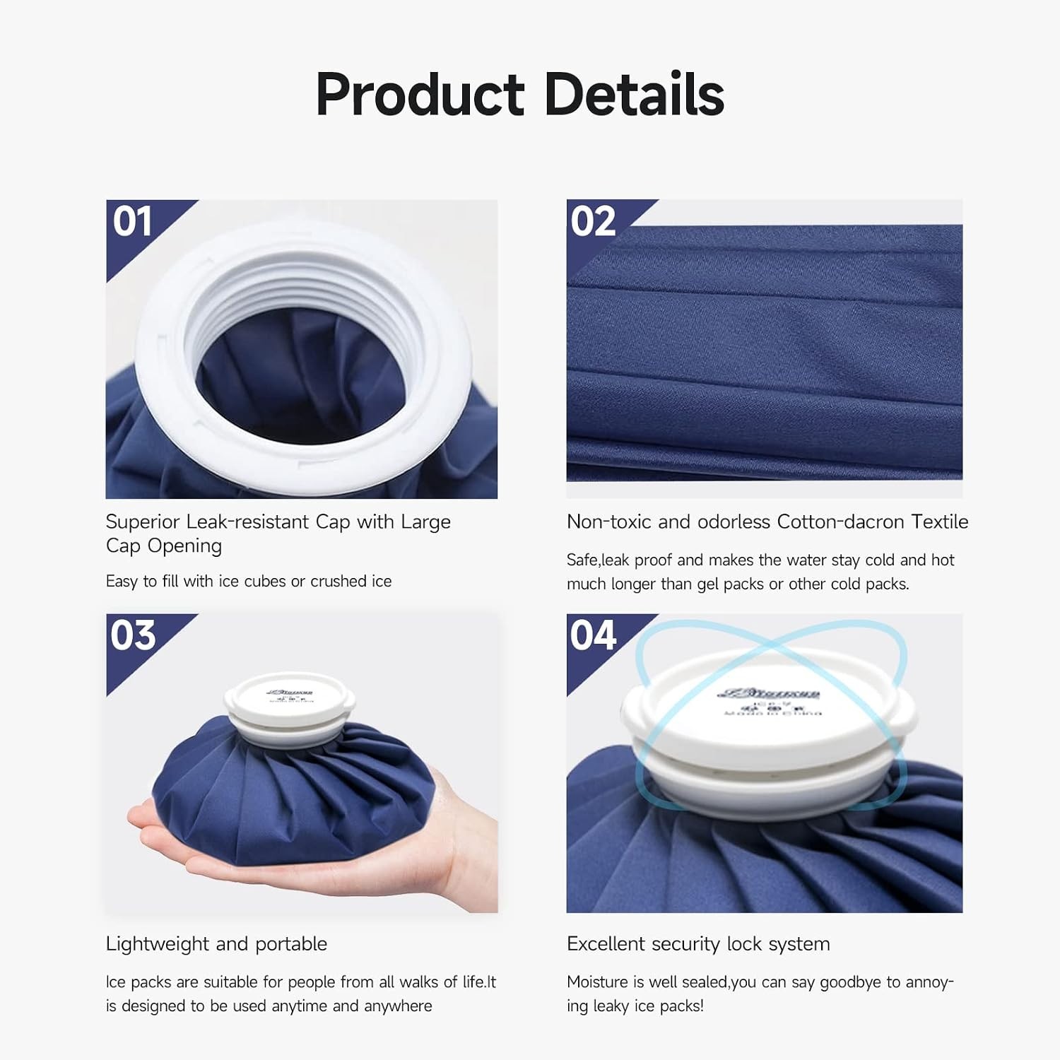 No-Leak Ice Pack for Pain Relief – 9” Hot & Cold Therapy with Large Mouth Cap