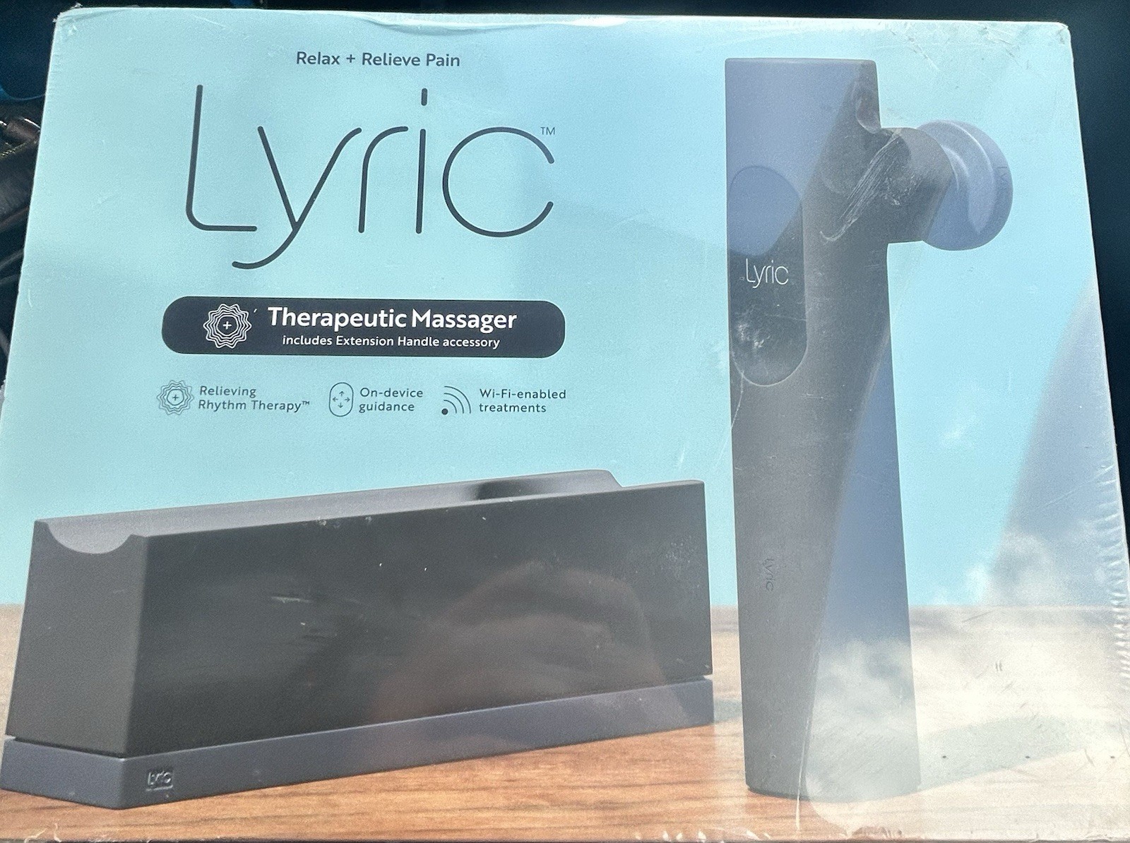 Lyric Therapeutic Percussion Massager Rechargeable Handheld Wi-Fi Black 4 Heads