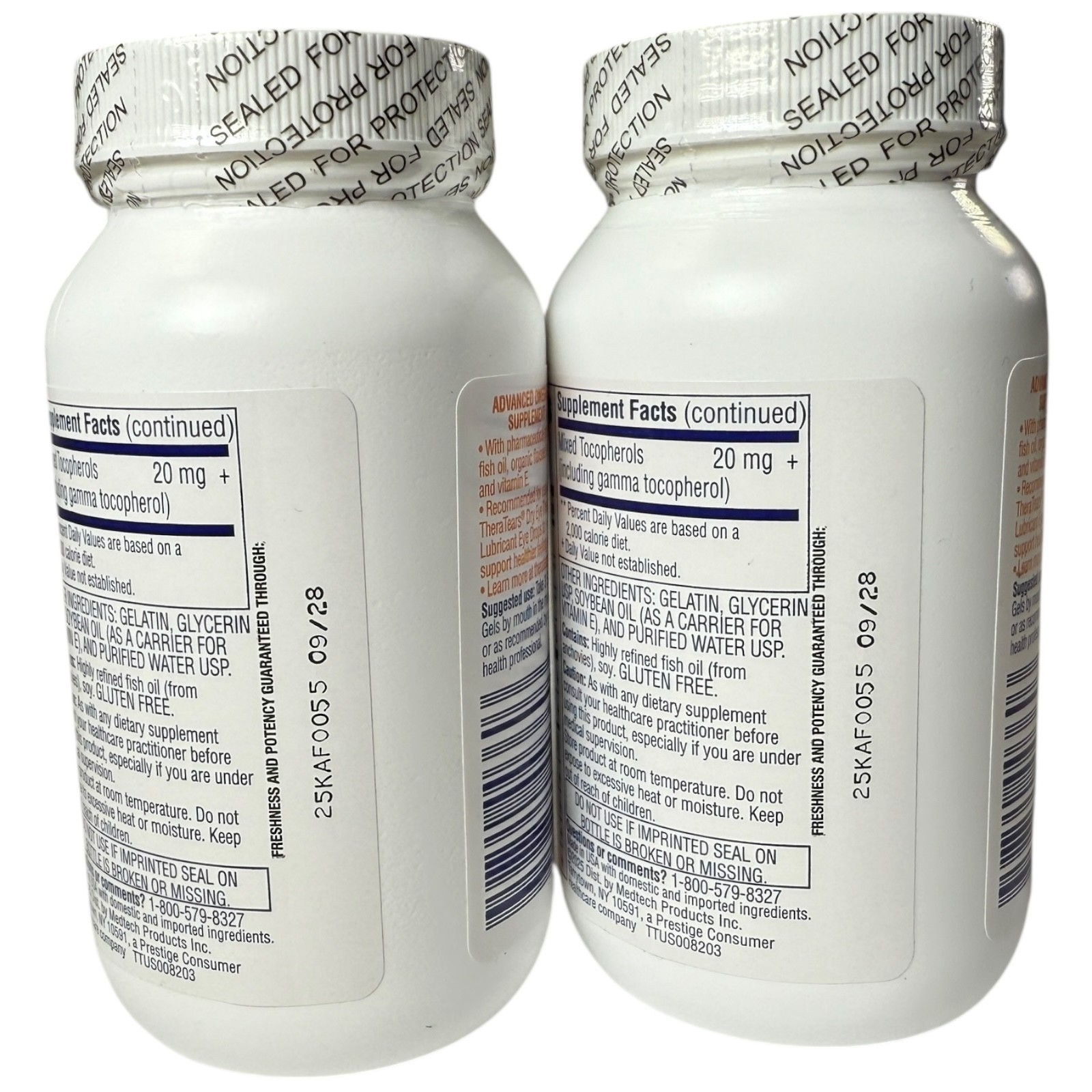 2 – Thera Tears Eye Nutrition 1200mg Omega-3, 90ct Softgels 09/28 NEW PACKAGING!