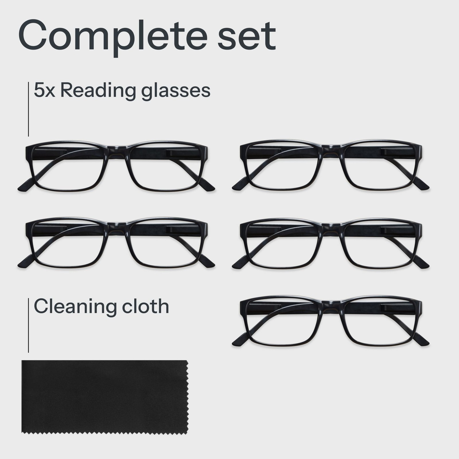 Gaoye Professional Reading Glasses 5 Count (Pack of 1), B1-5 Pack Light Black
