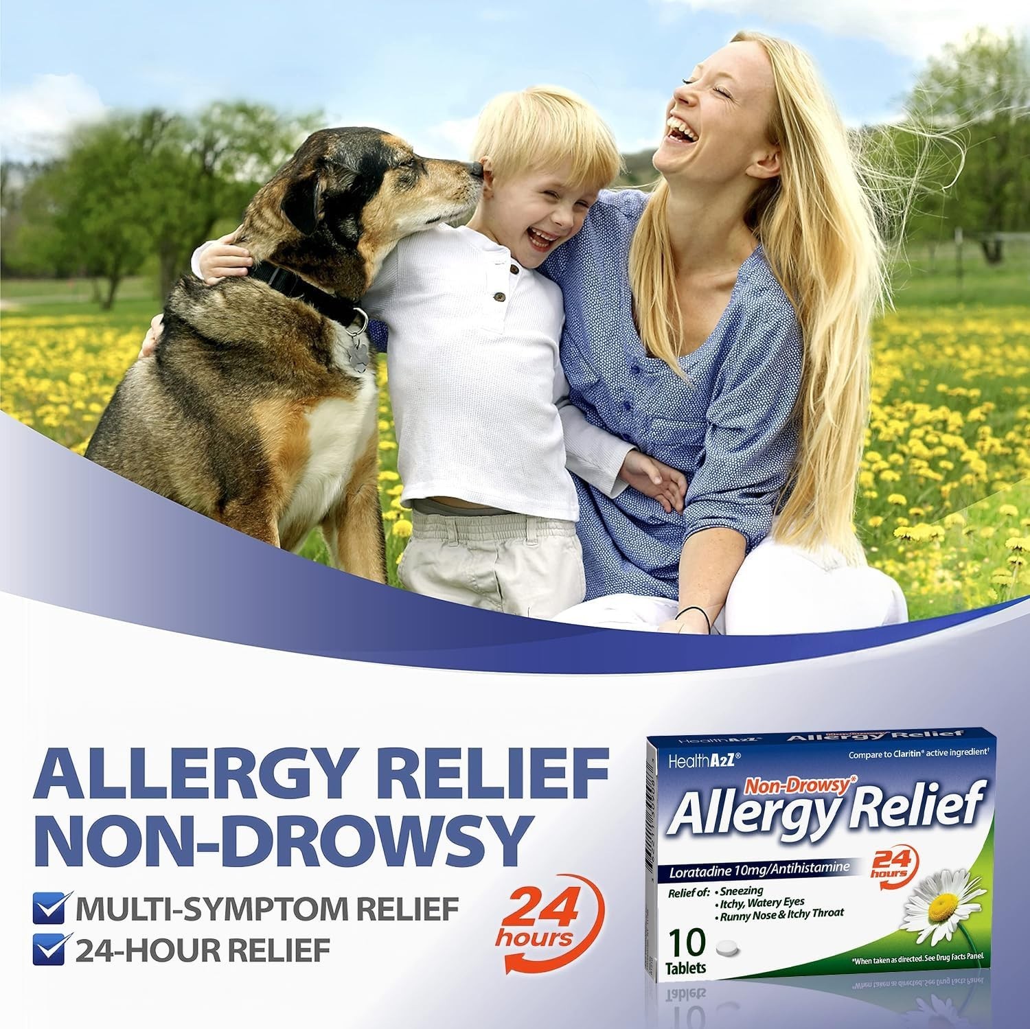 3 Pack Loratadine 10mg – Non-Drowsy Allergy Relief for Sneezing & Itchy Throat
