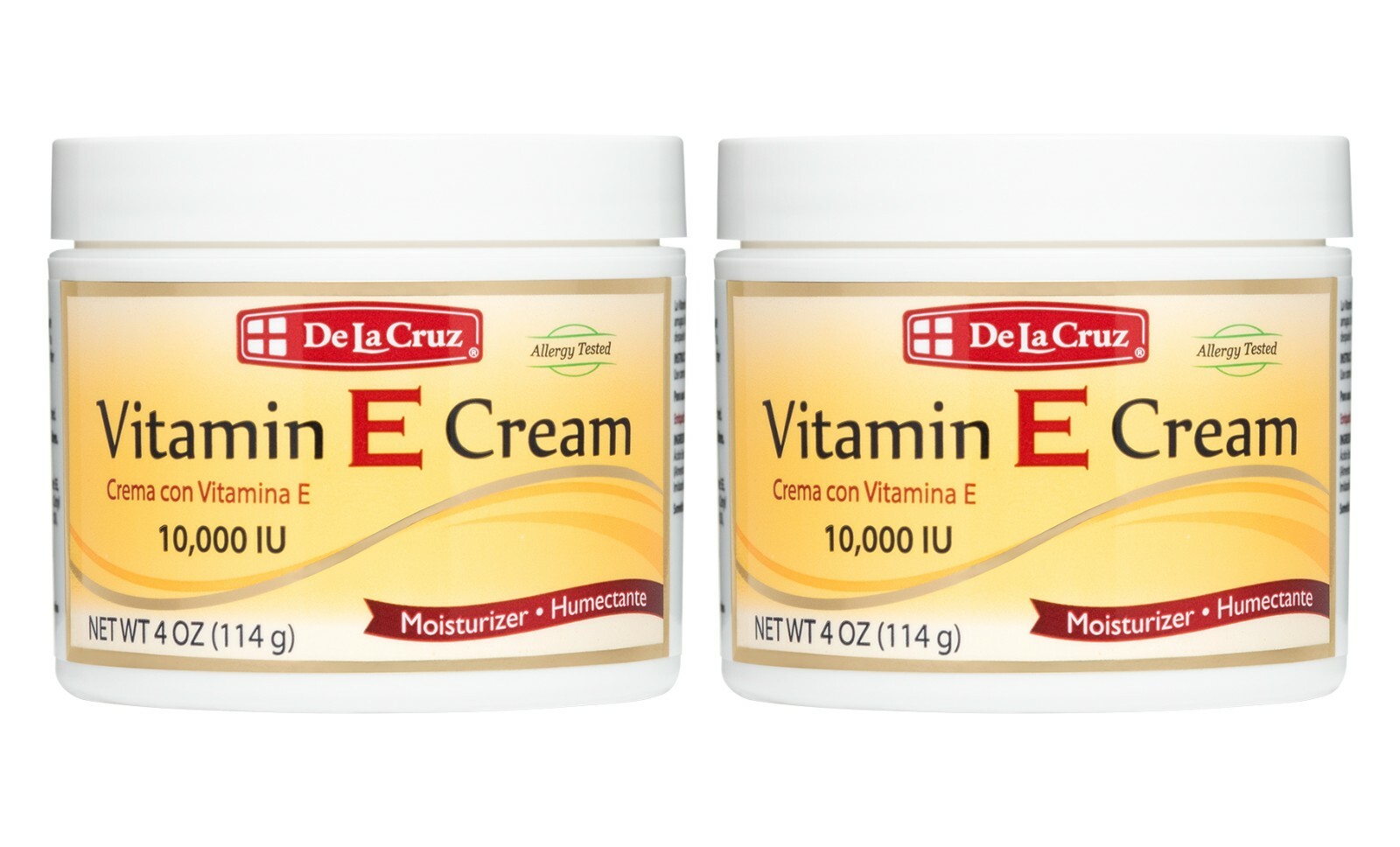 De La Cruz® 10,000 IU Vitamin E Cream 4 OZ – Allergy Tested, USA Made (2 JARS)