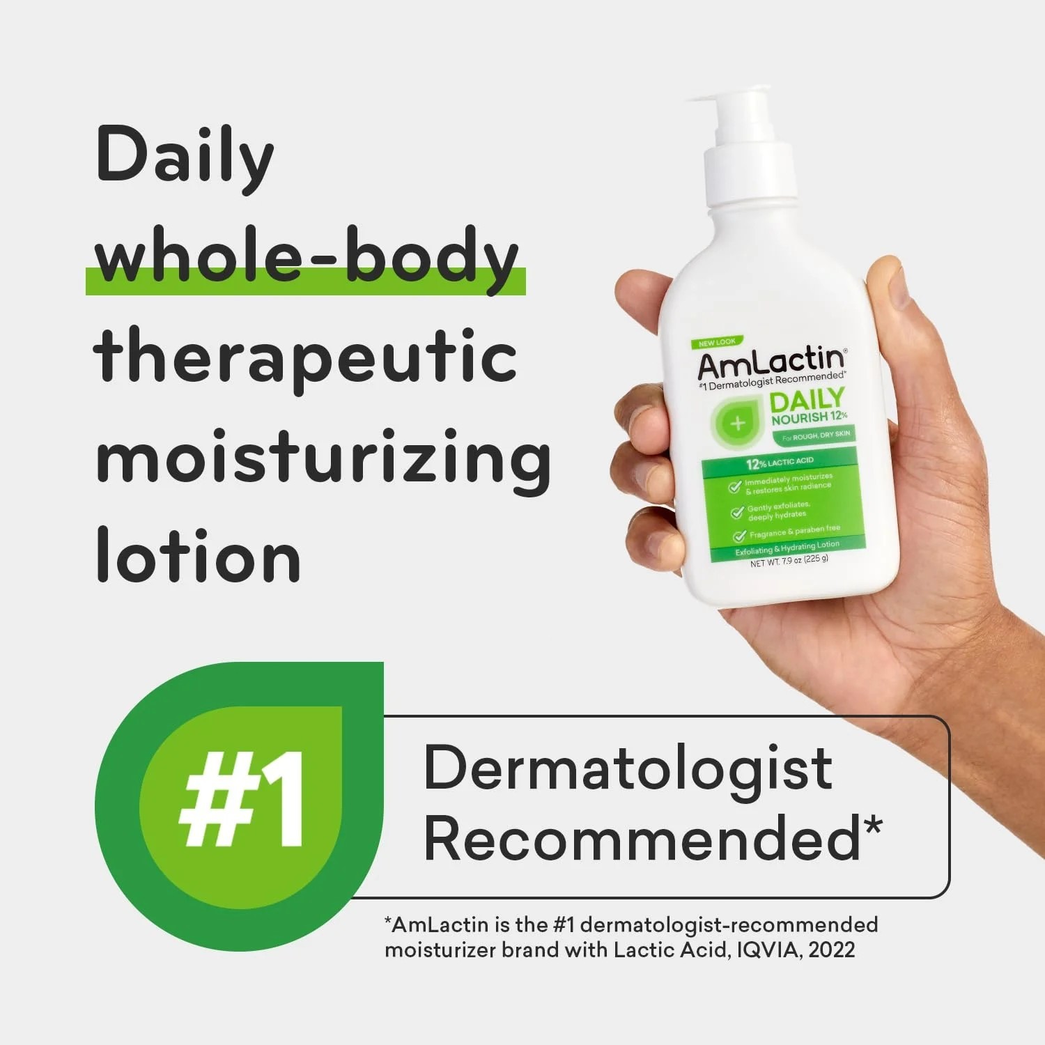 AmLactin Daily Nourish Body Lotion, 12% Lactic Acid for Dry Skin, 7.9 oz