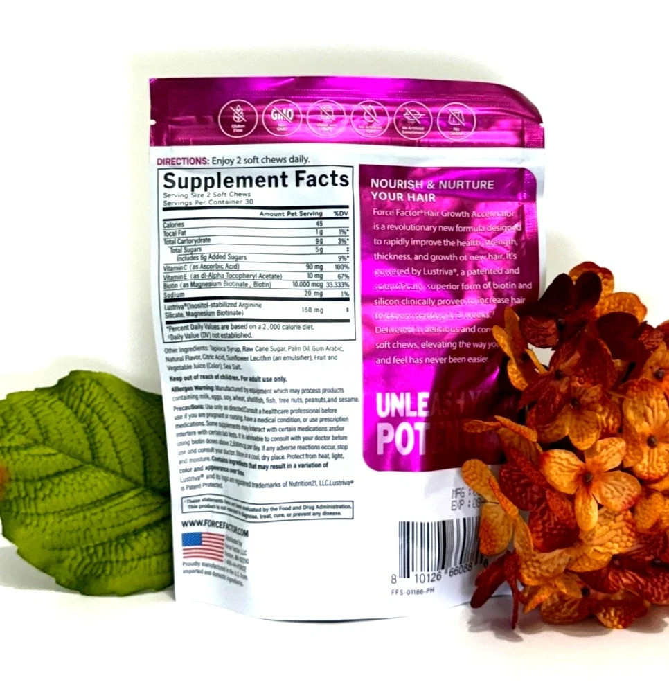 3 Pack Hair Growth Vitamins Soft Chews Fast Growth Accelerator For Men Women 60