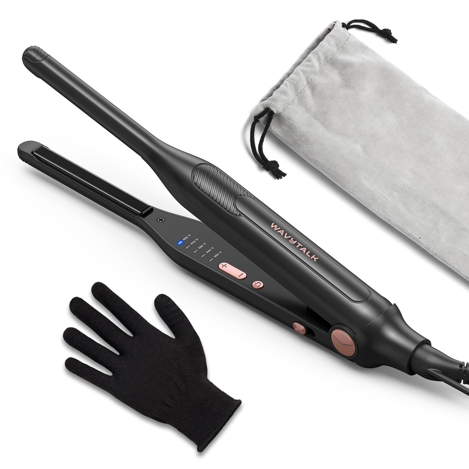 3/10″ Mini Flat Iron & Curling Iron – 5 Temp Settings, Small Hair Straightener f