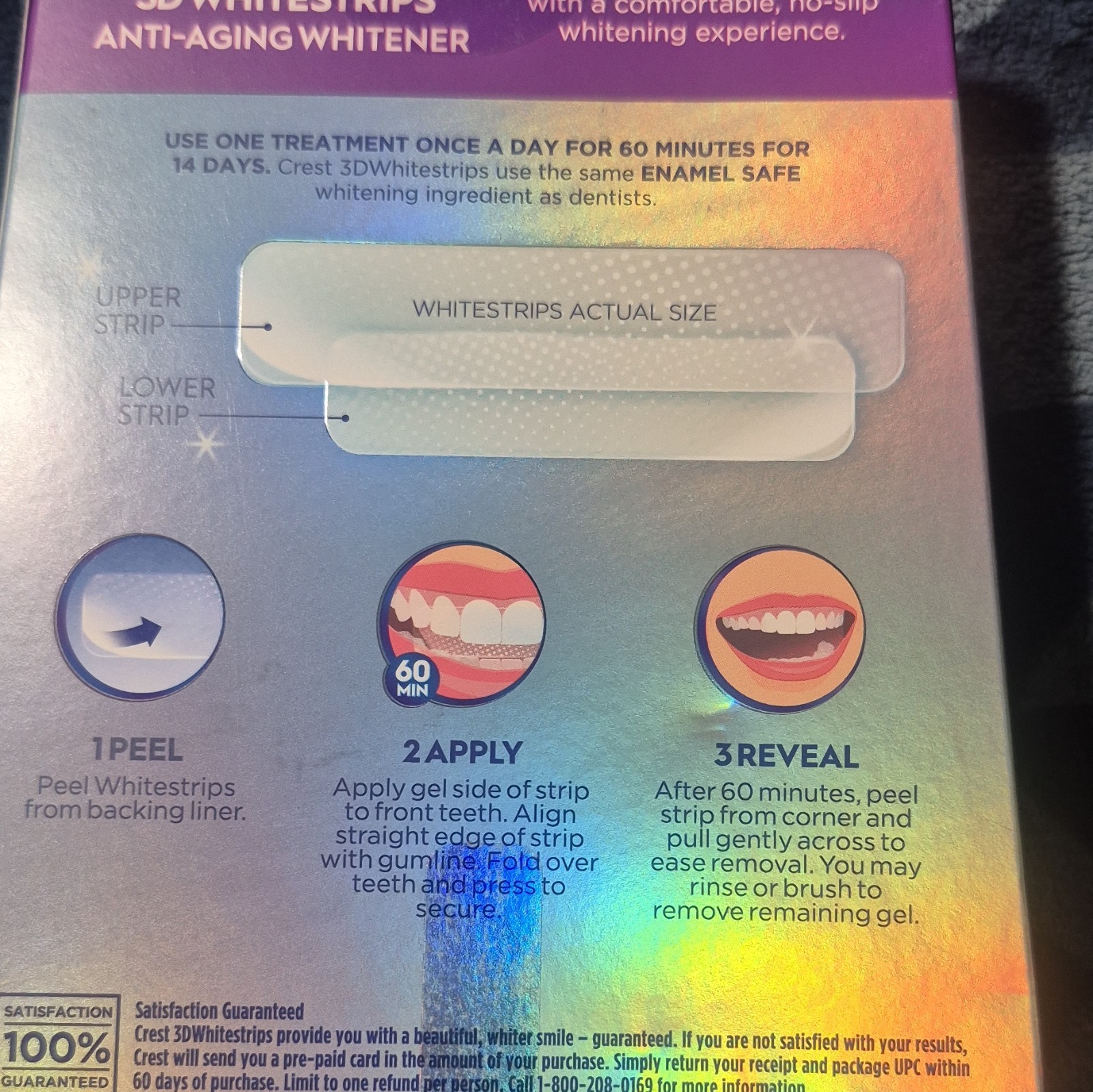 Crest 3DWhitestrips Anti-Aging Whitener Enamel Safe Mint, 28 Strips Exp 10/31/27