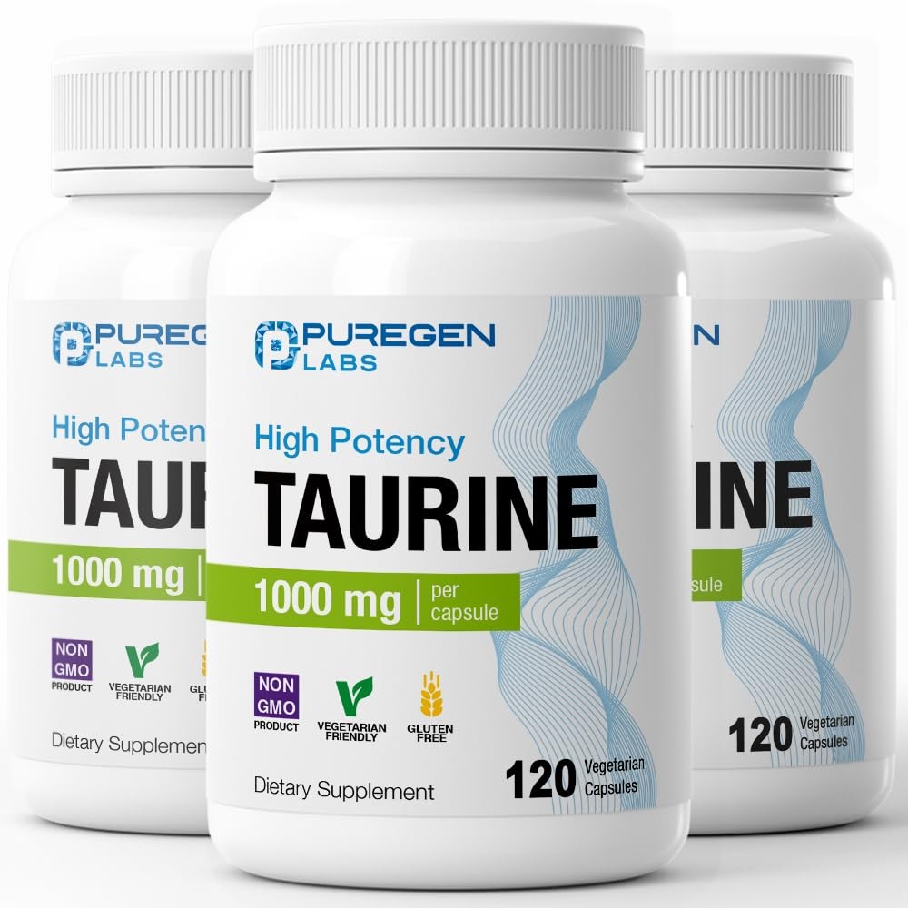 P Puregen Labs Puregen Labs Taurine 1000Mg High Potency Total 360 Veg Capsules
