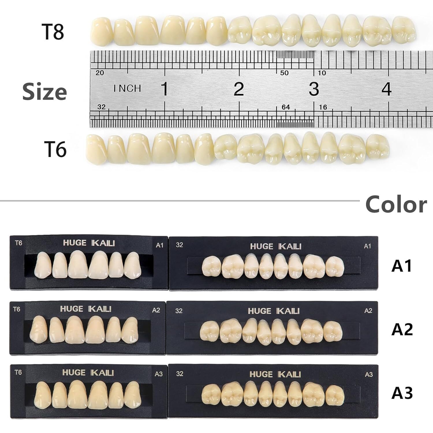 Set of 28pcs Dental Acrylic Resin Denture Teeth Full Set Upper&Lower A1/A2/A3