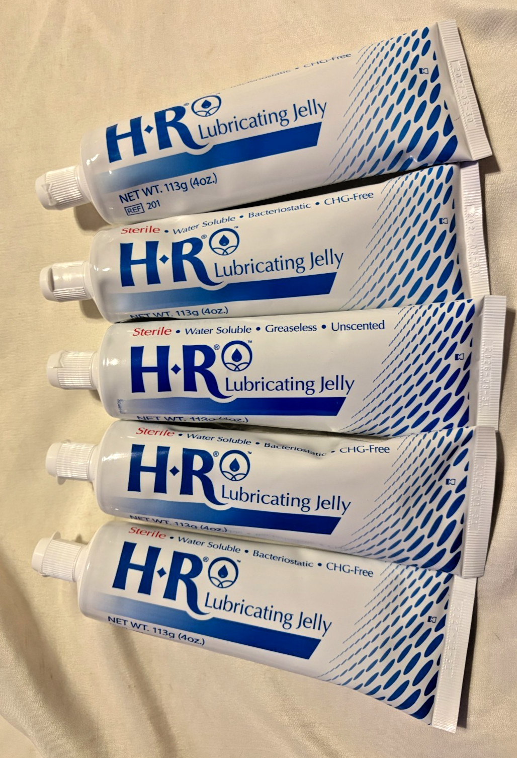 H-R Lubricating Jelly 113g (4oz) 5 Tubes Sterile, Water Soluble NEW Not Expired
