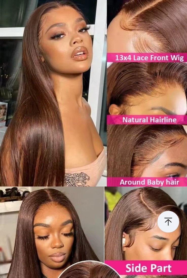 20 inche Chocolate Brown 13×4 HD Transparent Straight Lace Front Wigs Human Hair