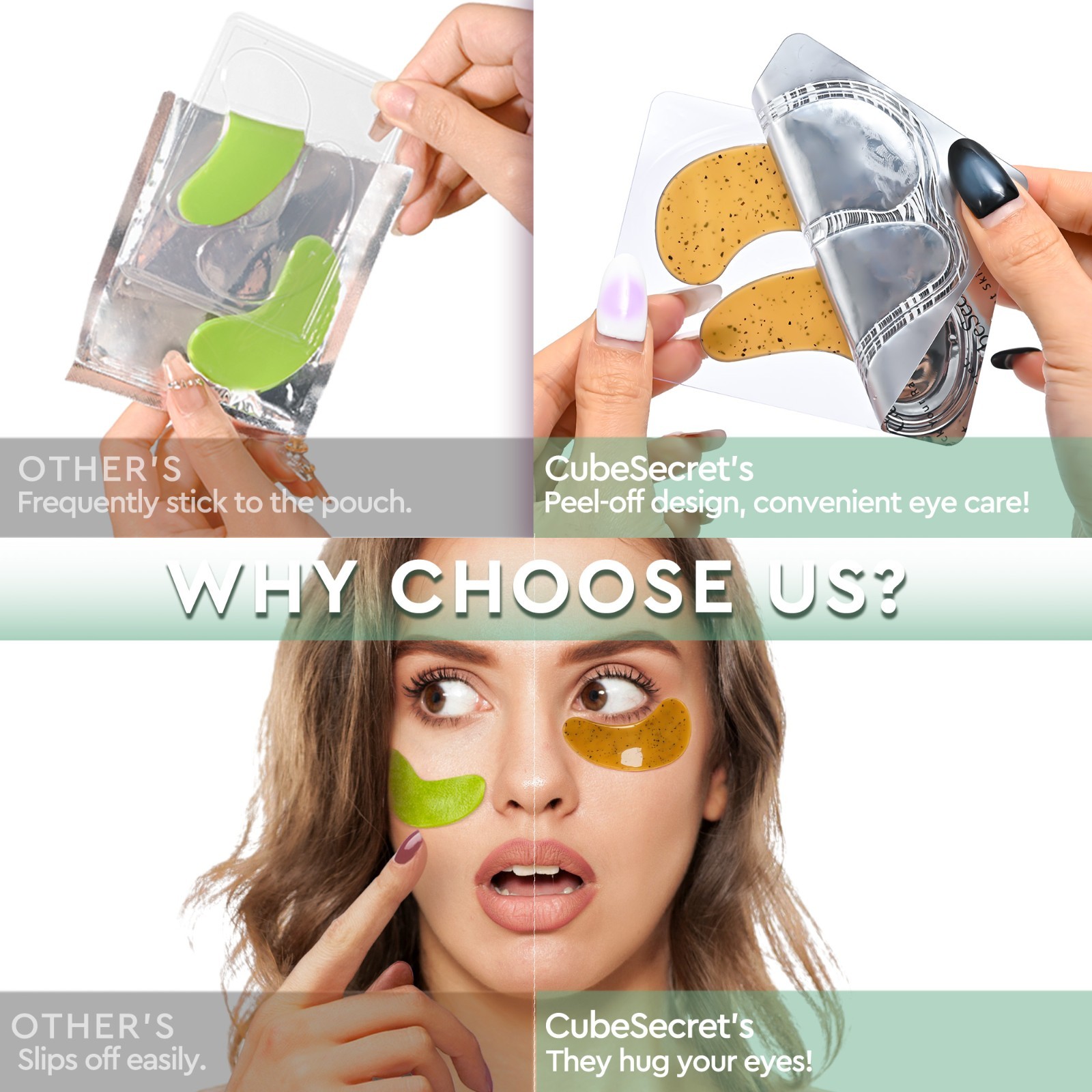 Seaweed & Green Tea Under Eye Patches for Dark Circles Puffiness 30 Pairs