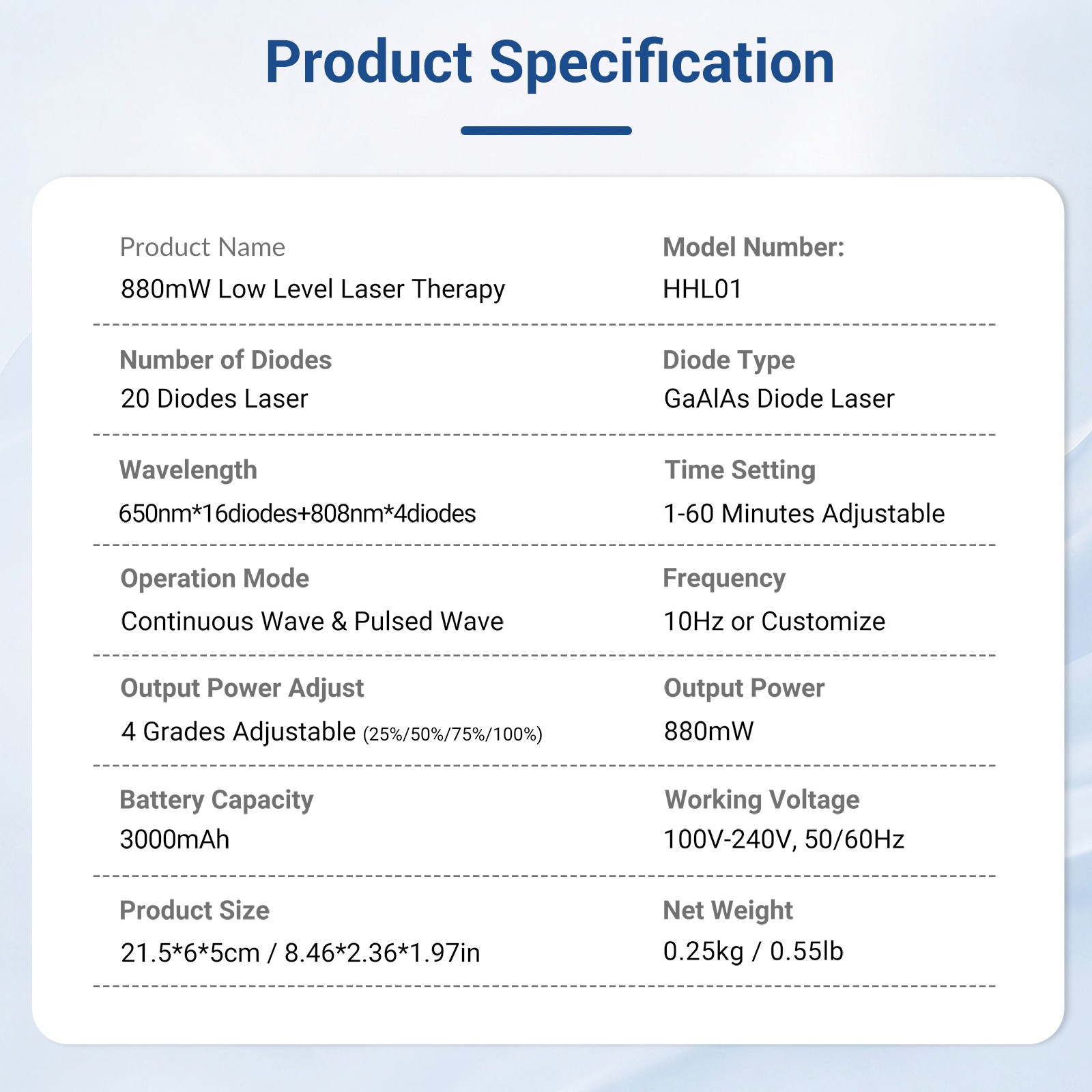 880mW LLLT Cold Laser Equipment for Pain Relief and Wound Management at Home Use