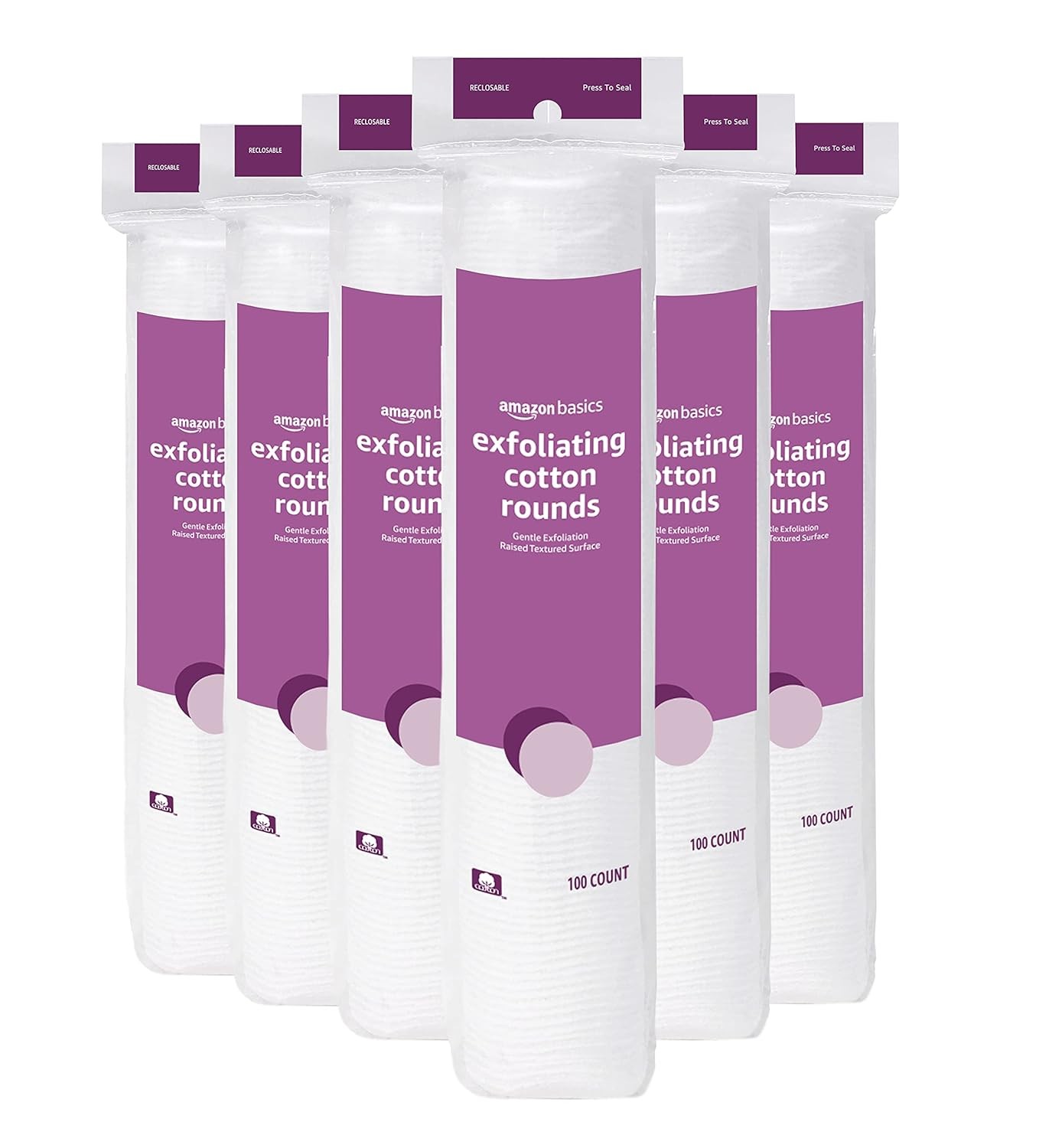 Exfoliating Cotton Round, 600 Count (6 Packs of 100) (Previously Solimo)