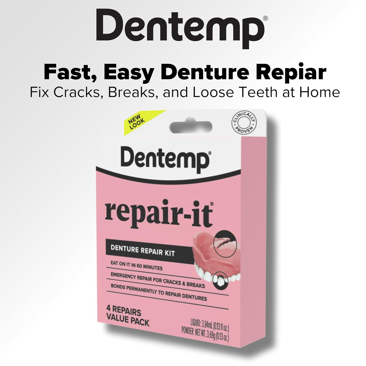 Dentemp Repair Kit – Repair-It Advanced Formula Denture Repair Kit – Repairs Bro
