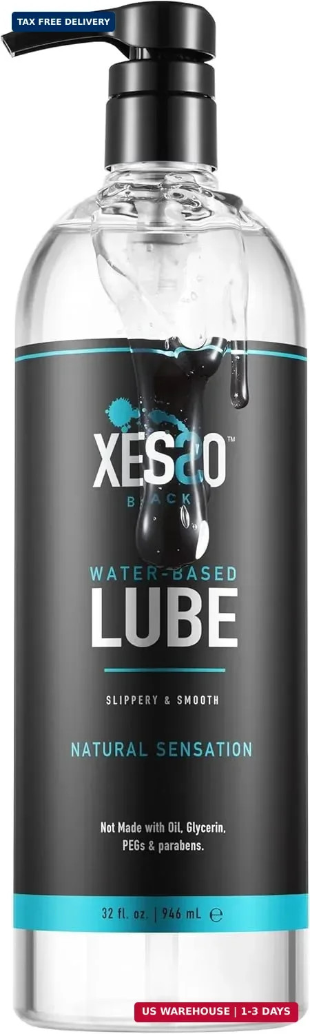 XESSO Water-Based Lube 32 fl oz, All Natural & Hypoallergenic Without Glycerin &
