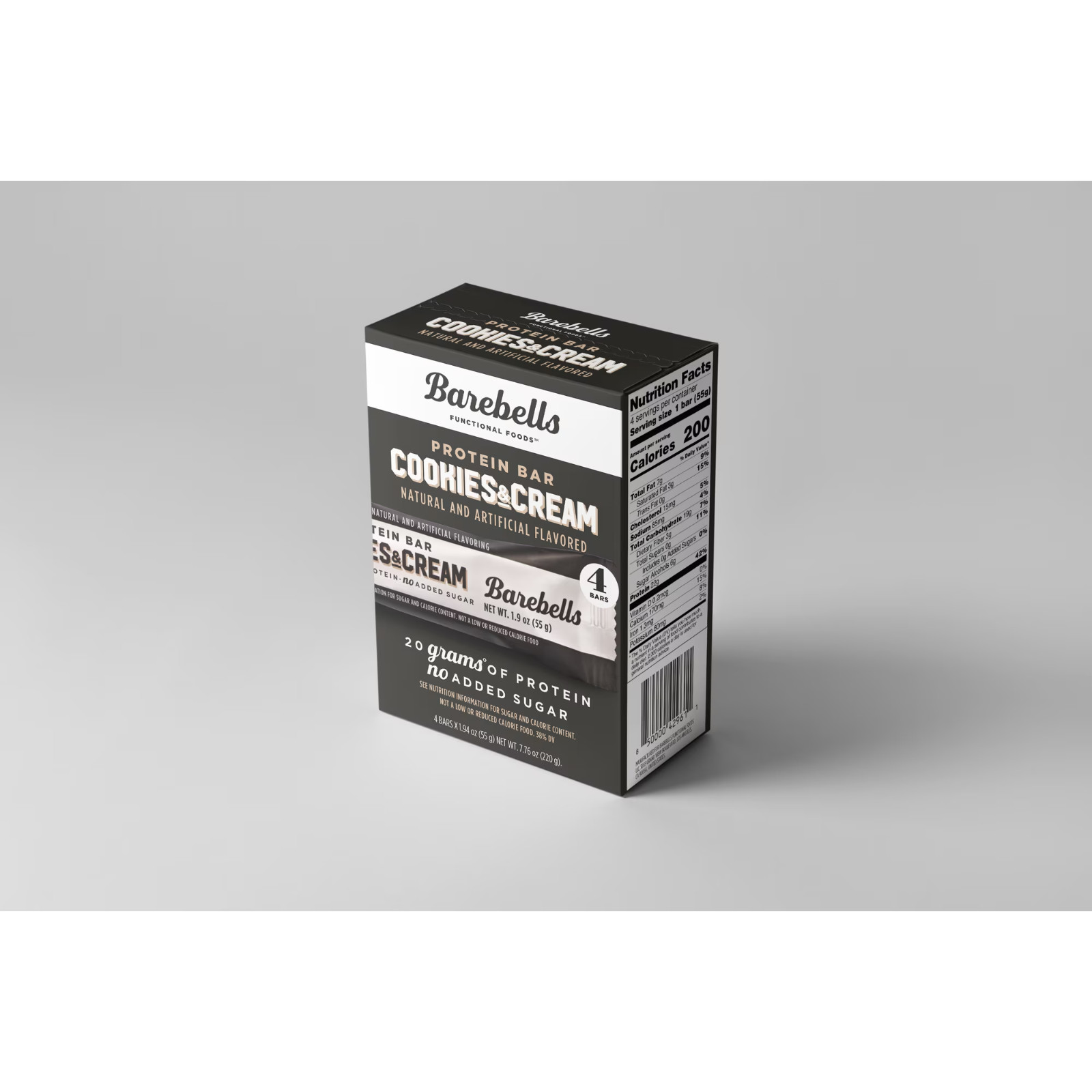 Barebells Protein Bars with 20g High Protein, 1.9oz Bars, Cookies & Cream – 4 Co