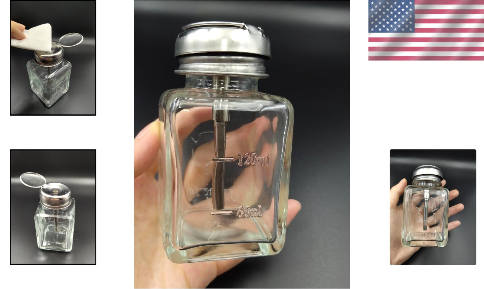 Durable 4 Oz Clear Glass Dispenser Bottle with Push-Down Pump for Effortless Use