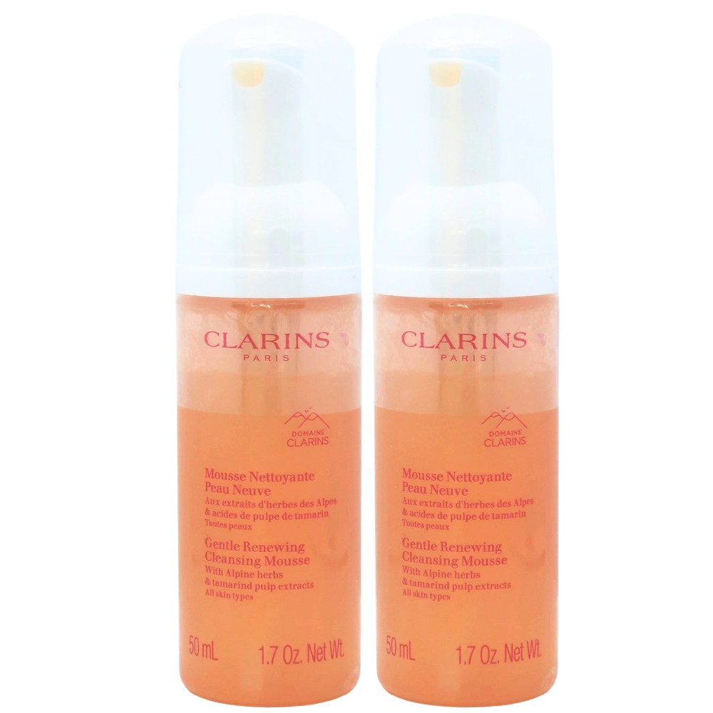 2 Pack Clarins Gentle Renewing Cleansing Mousse Alpine Herbs Tamarind 50mL 1.7oz