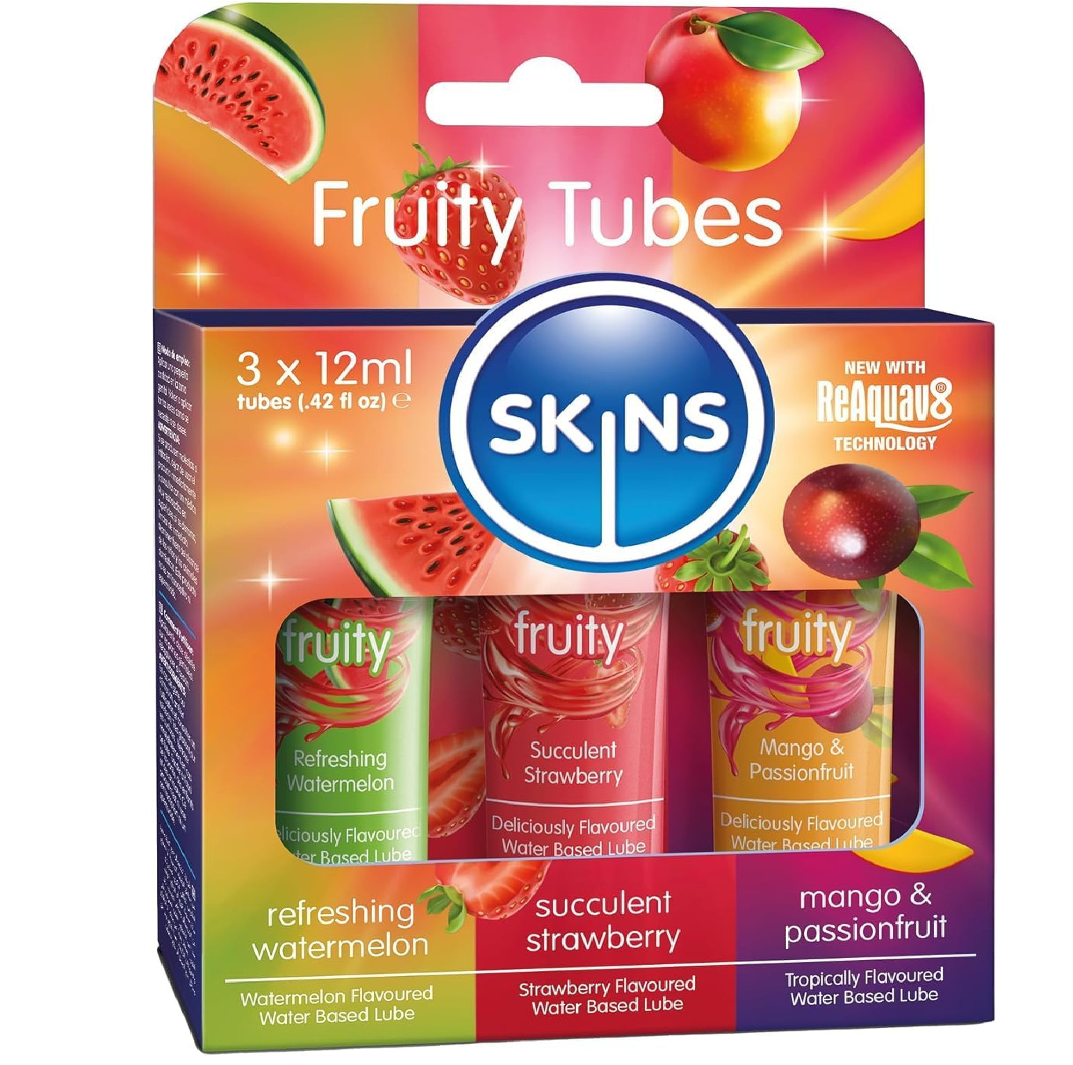 SKINS Flavored Lube Set – 3 Flavored Water Based Lubes – Fruity Edible Lubricant