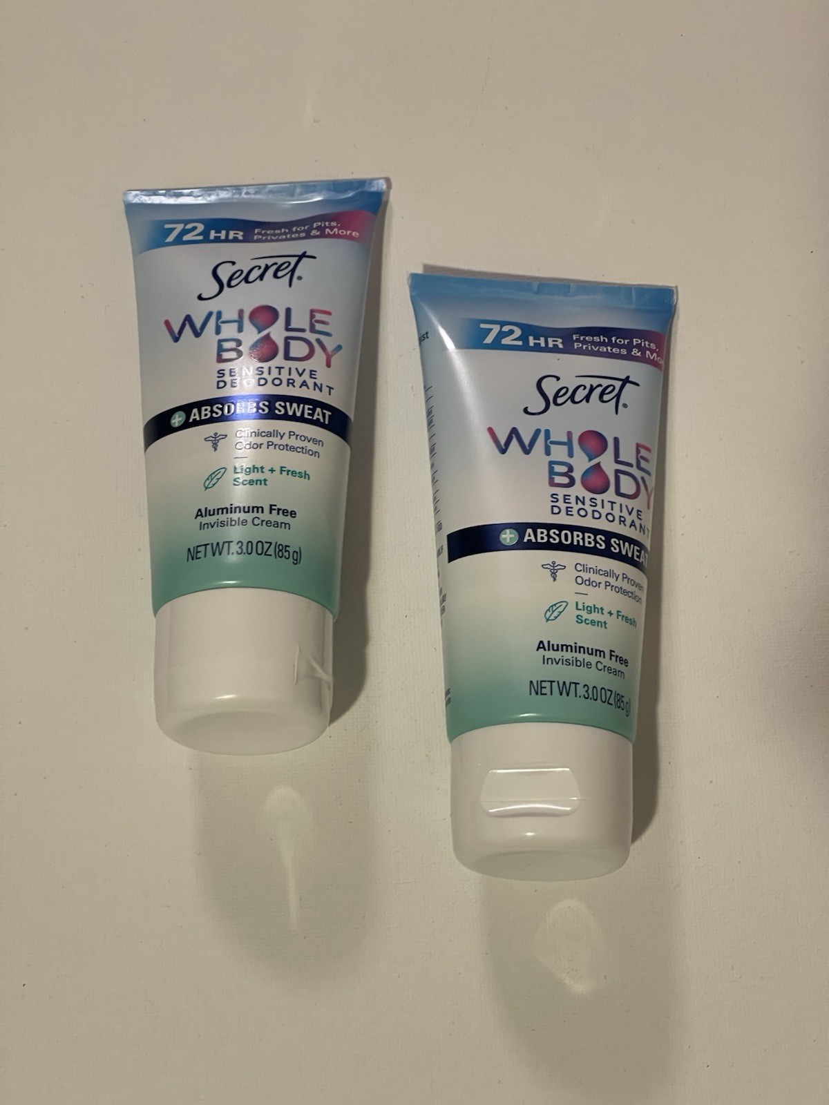 Secret Whole Body Aluminum-Free Deo Cream, Light + Fresh, 3 oz, 2 ct