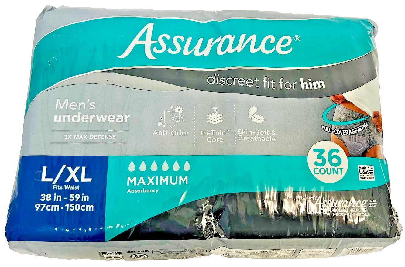 Assurance Men’s Incontinence Underwear L/XL Maximum Absorbency 36 Count