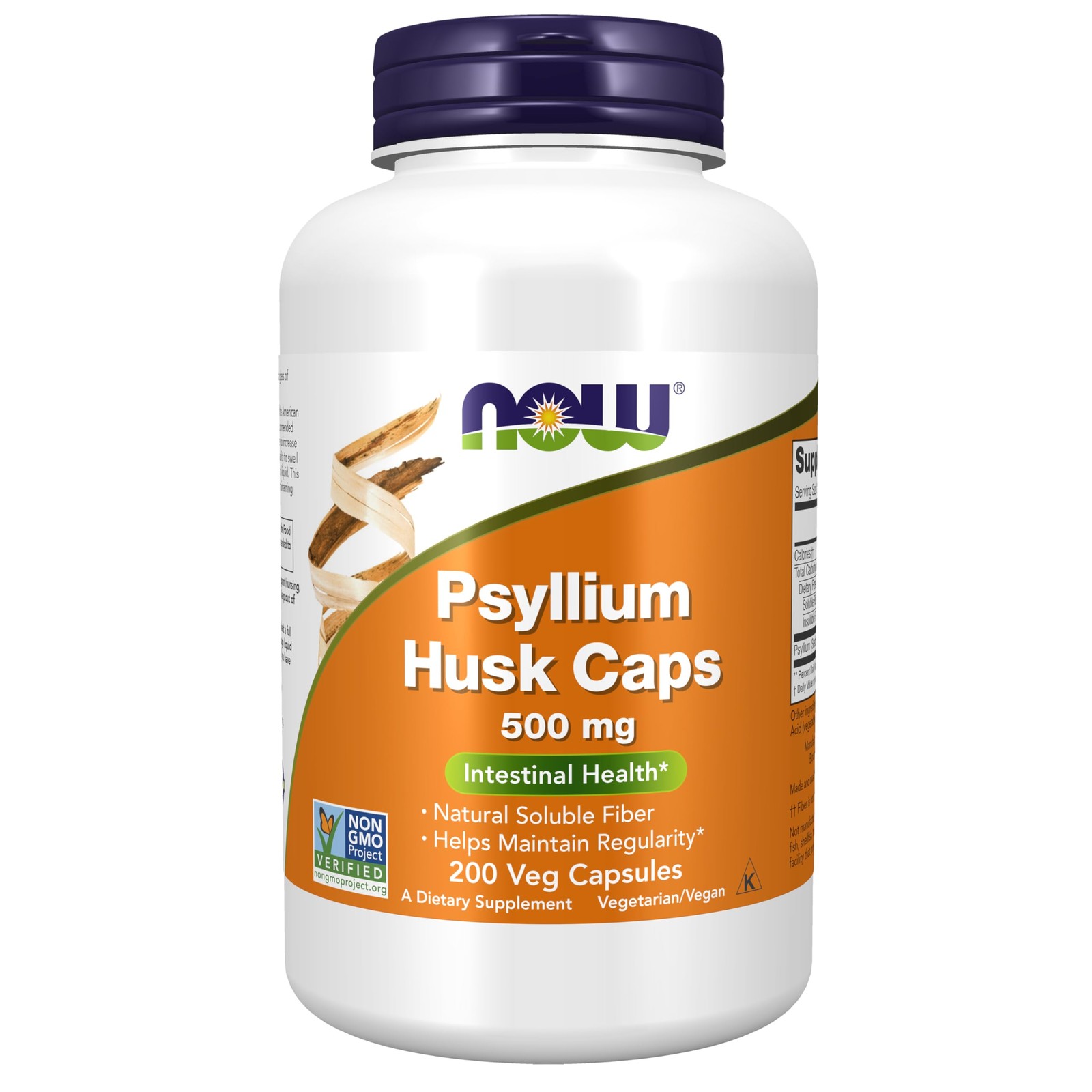 NOW Foods Supplements, Psyllium Husk Caps 500 mg, 200 Veg Capsules
