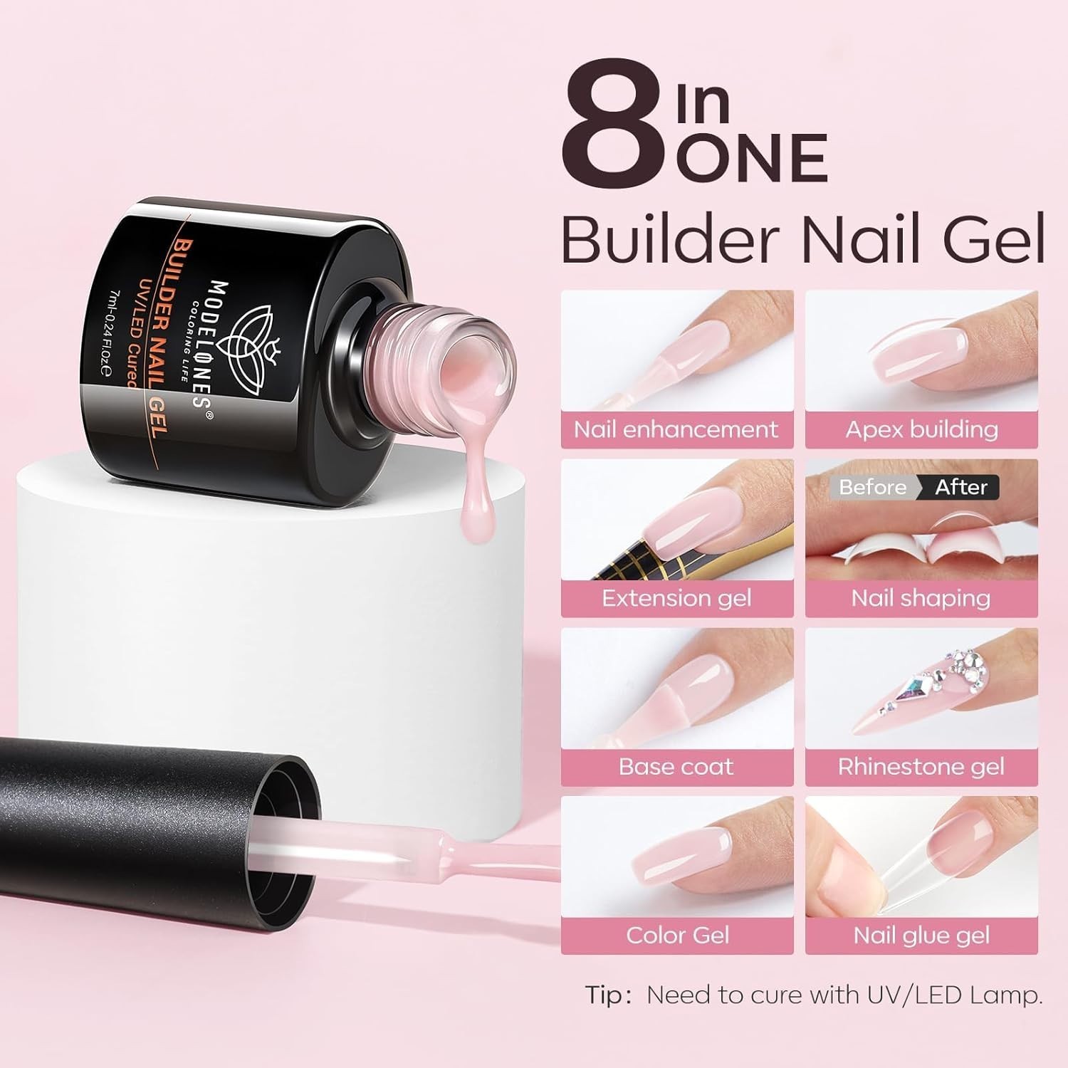 8-in-1 Gel Nail Polish Builder Set for Salon-Quality Home Manicures – 6 Colors