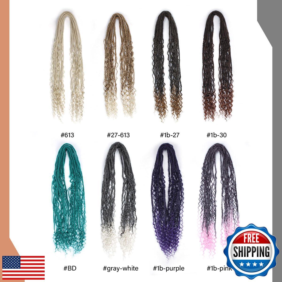 Lounoke 24 In Boho Braid Dreadlock Extensions, 10 Strands 613 Blonde Syntheti