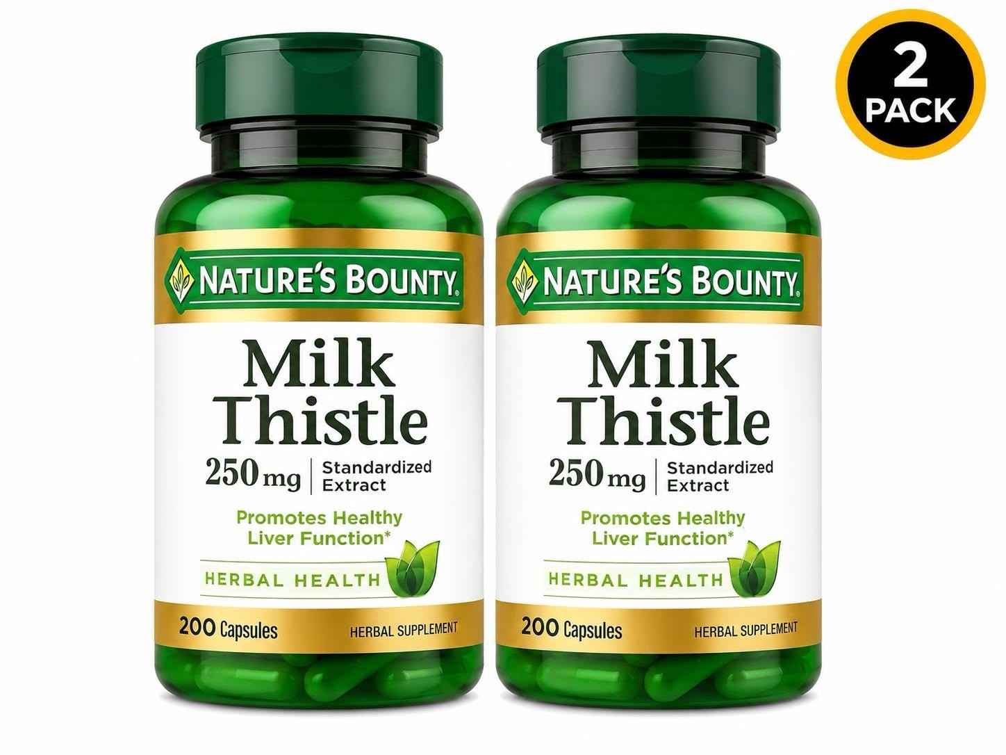 (2 Pack) Nature’s Bounty Milk Thistle 250mg 200ct Each Exp: 09-2029+ M37