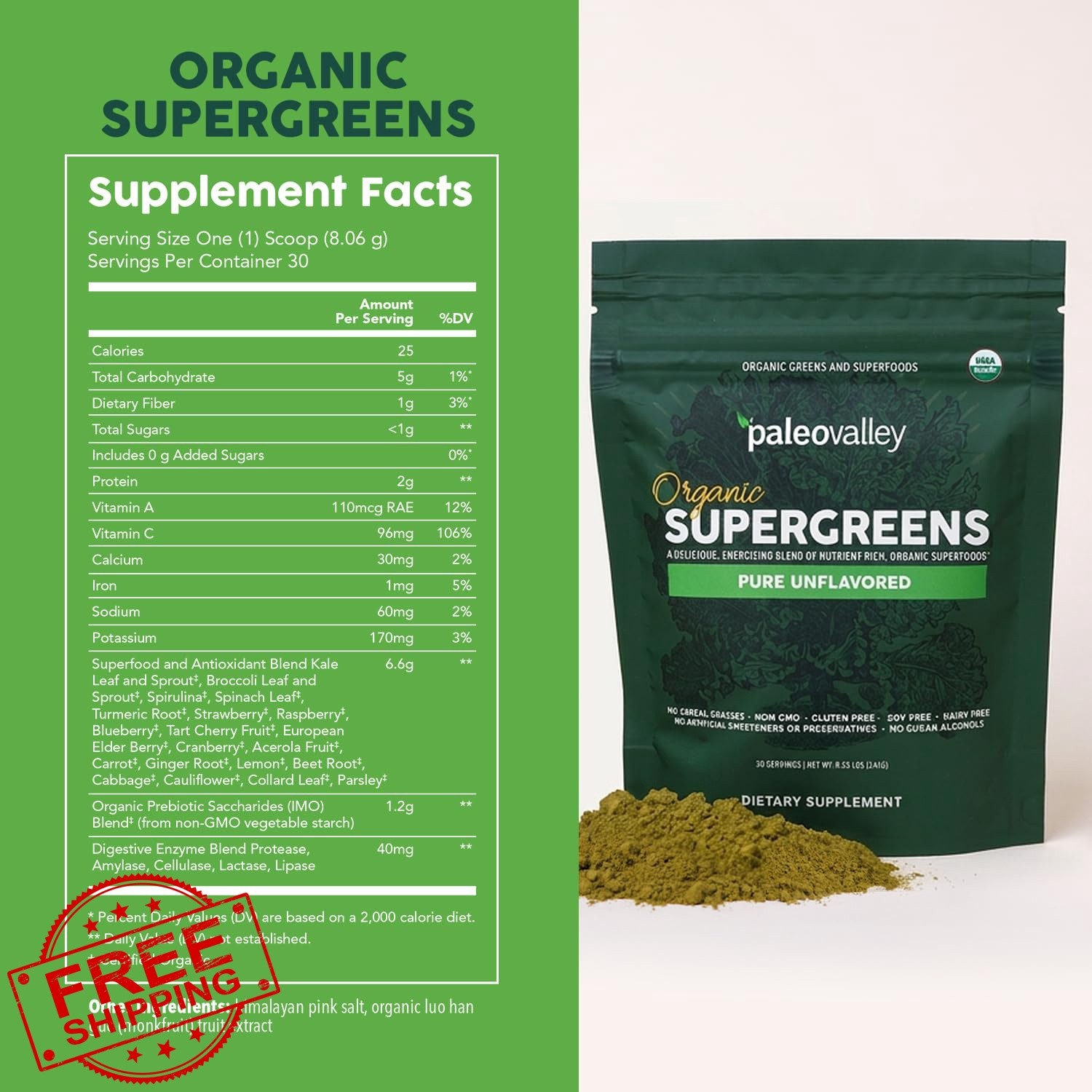 Paleovalley Supergreens Unflavored 8.48oz