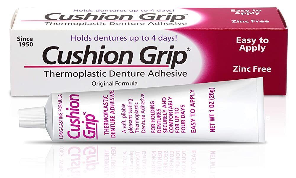 Cushion Grip Thermoplastic Denture Adhesive 1 Oz – 100% Waterproof & Zinc Free