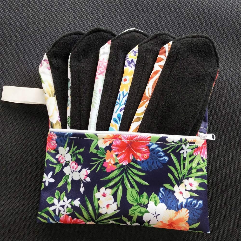 7pcs/Set Reusable Menstrual Pads Including 1pc Mini Wet Bag +6pcs Bamboo Char…
