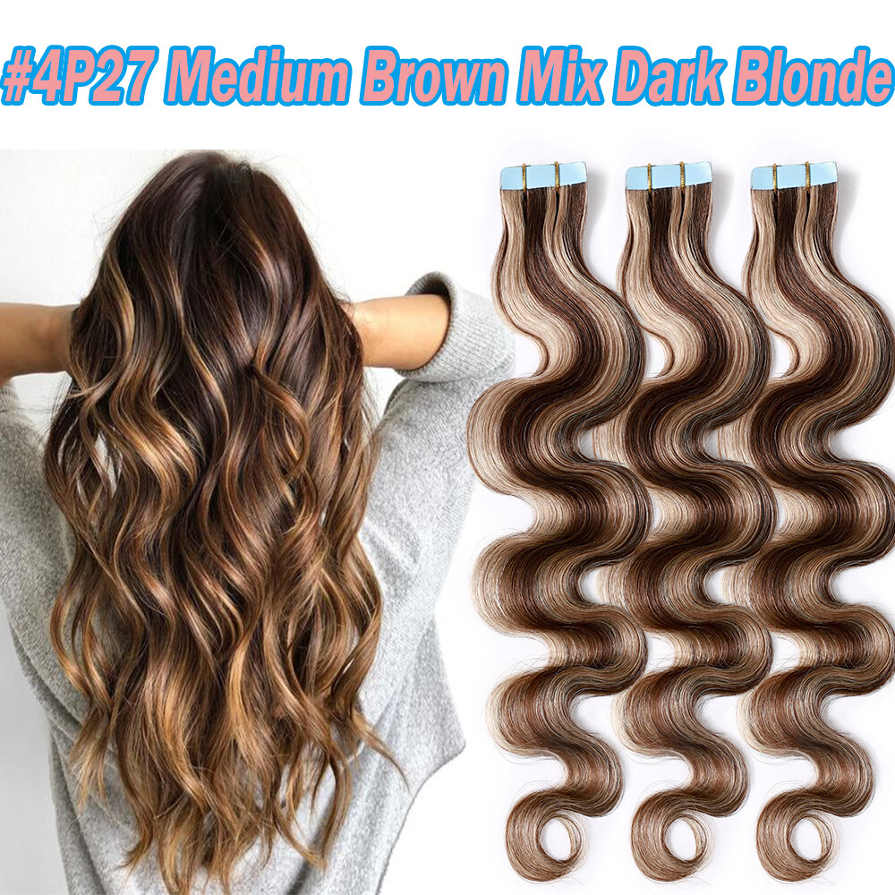 Thick 80PCS 200G 100% Tape In Real Remy Human Hair Extension Full Head Skin Weft