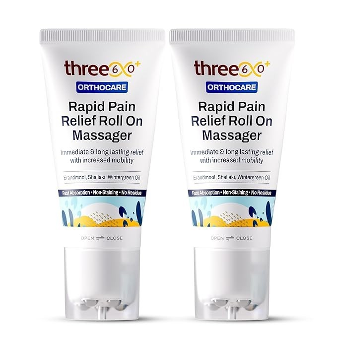 2 X THREE60+ Orthocare Rapid Pain Relief RollOn 50ML Reduces Inflammation & Pain